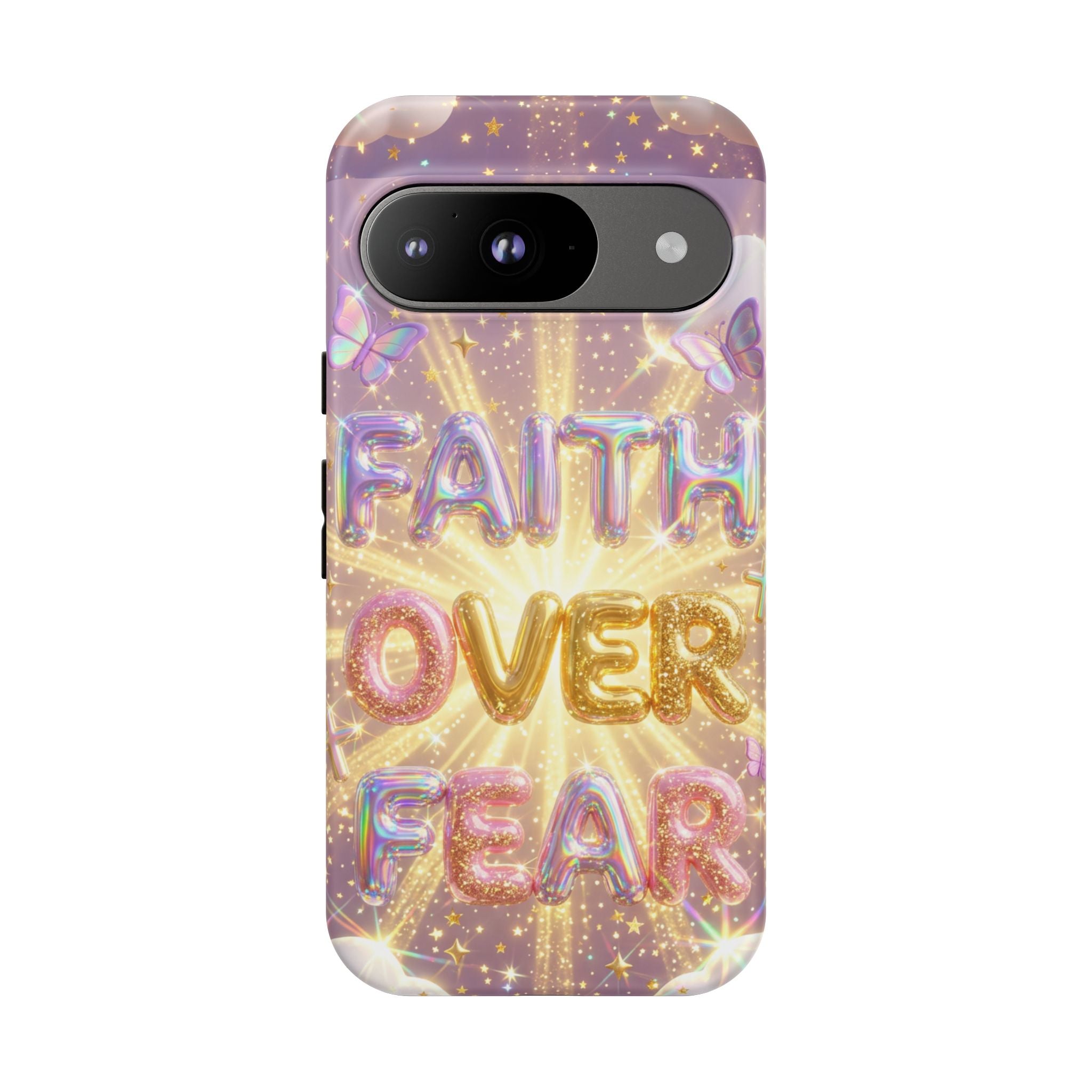 Faith Over Fear Glitter Phone Case — Inspirational Protective iPhone Cover