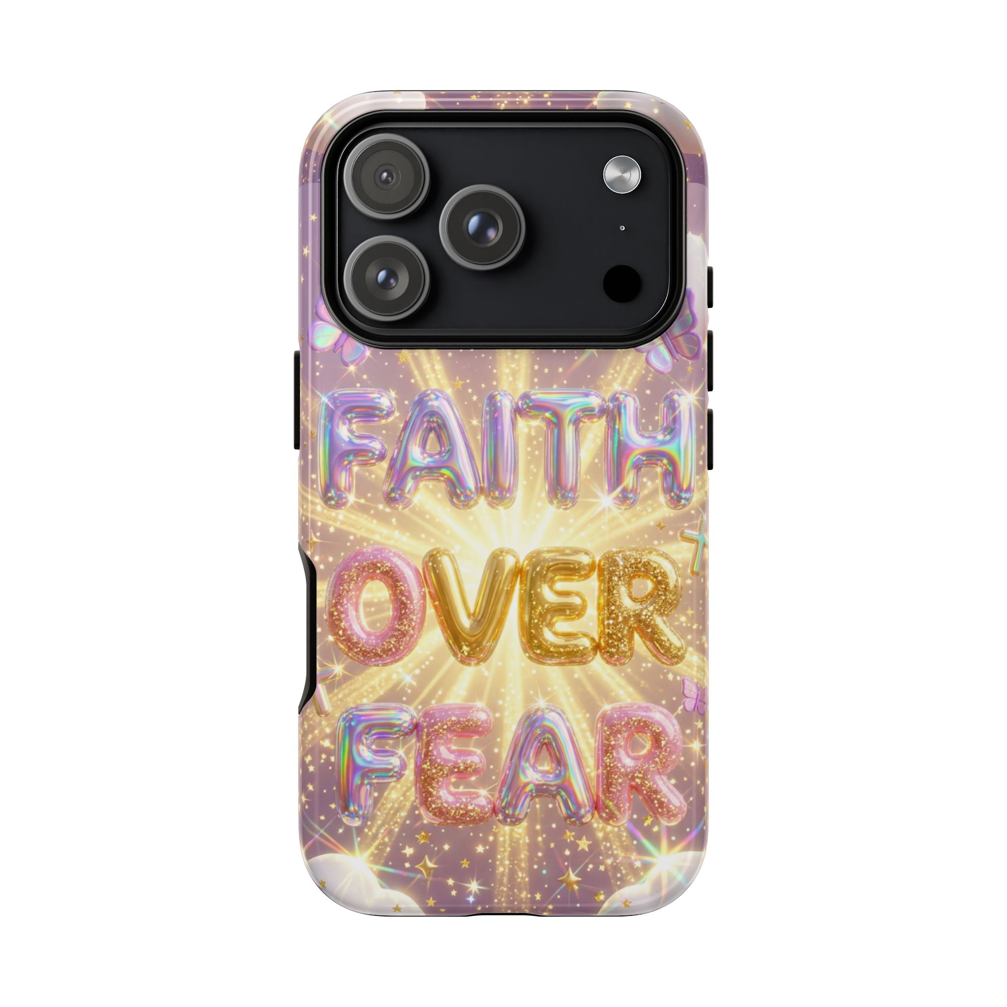 Faith Over Fear Glitter Phone Case — Inspirational Protective iPhone Cover