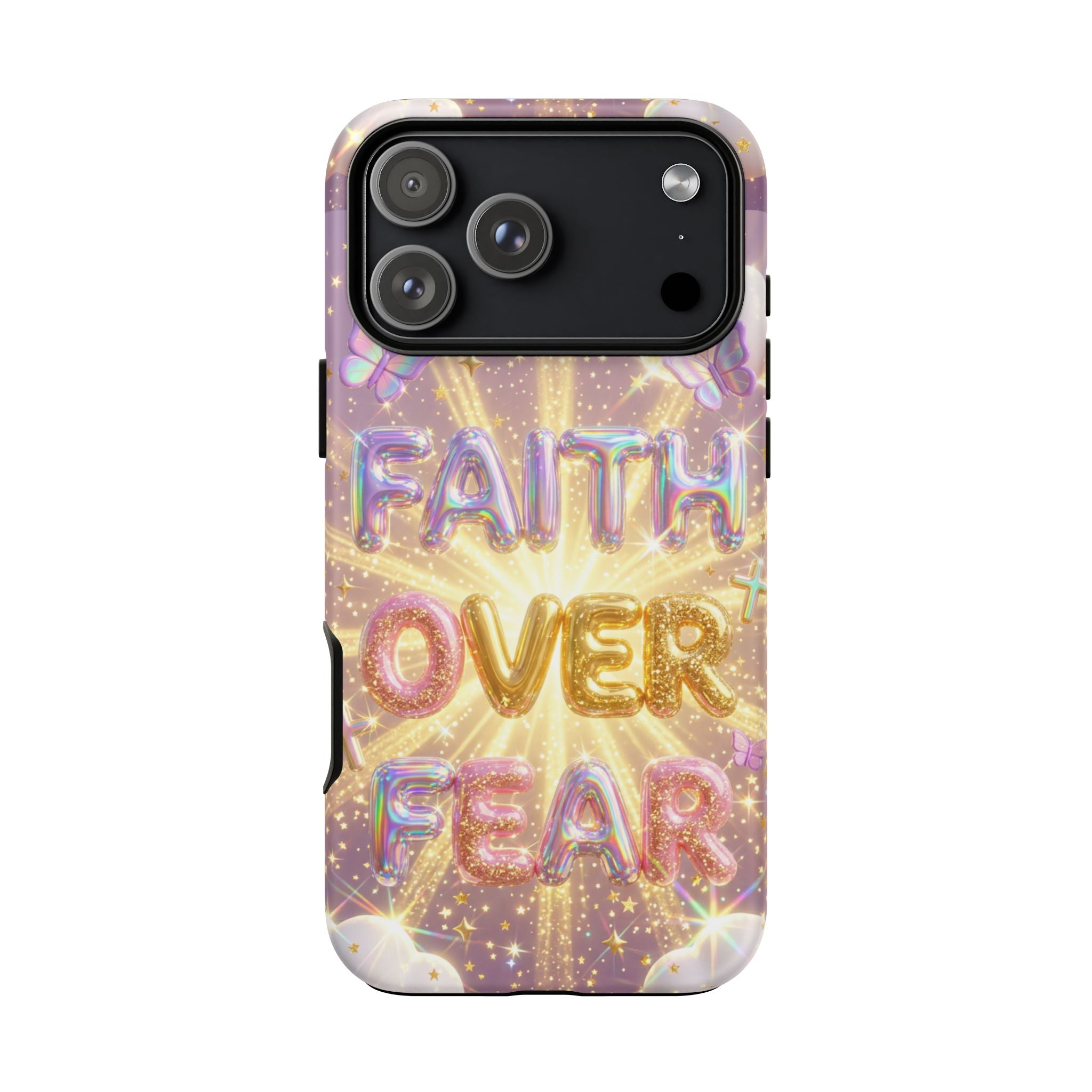 Faith Over Fear Glitter Phone Case — Inspirational Protective iPhone Cover