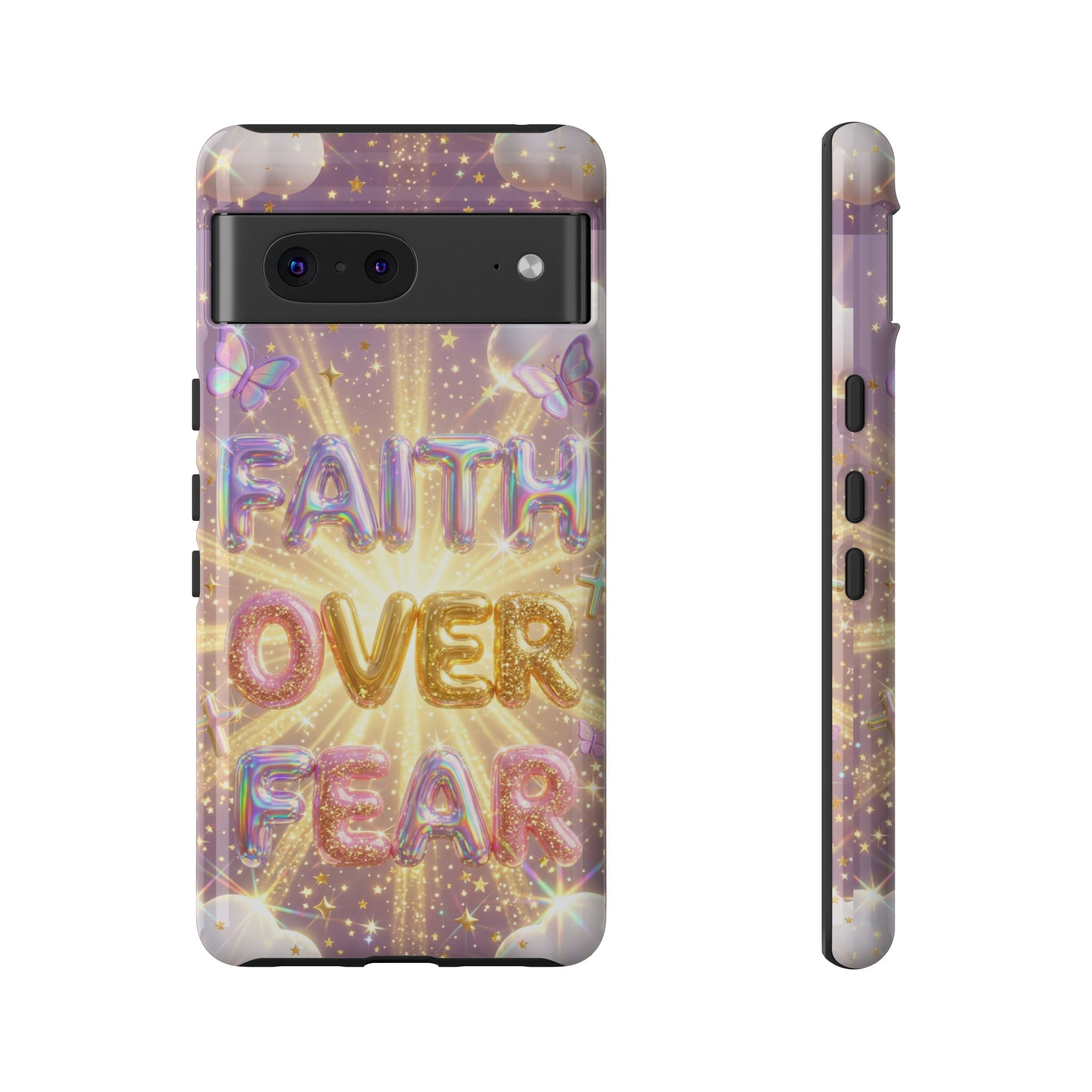 Faith Over Fear Glitter Phone Case — Inspirational Protective iPhone Cover
