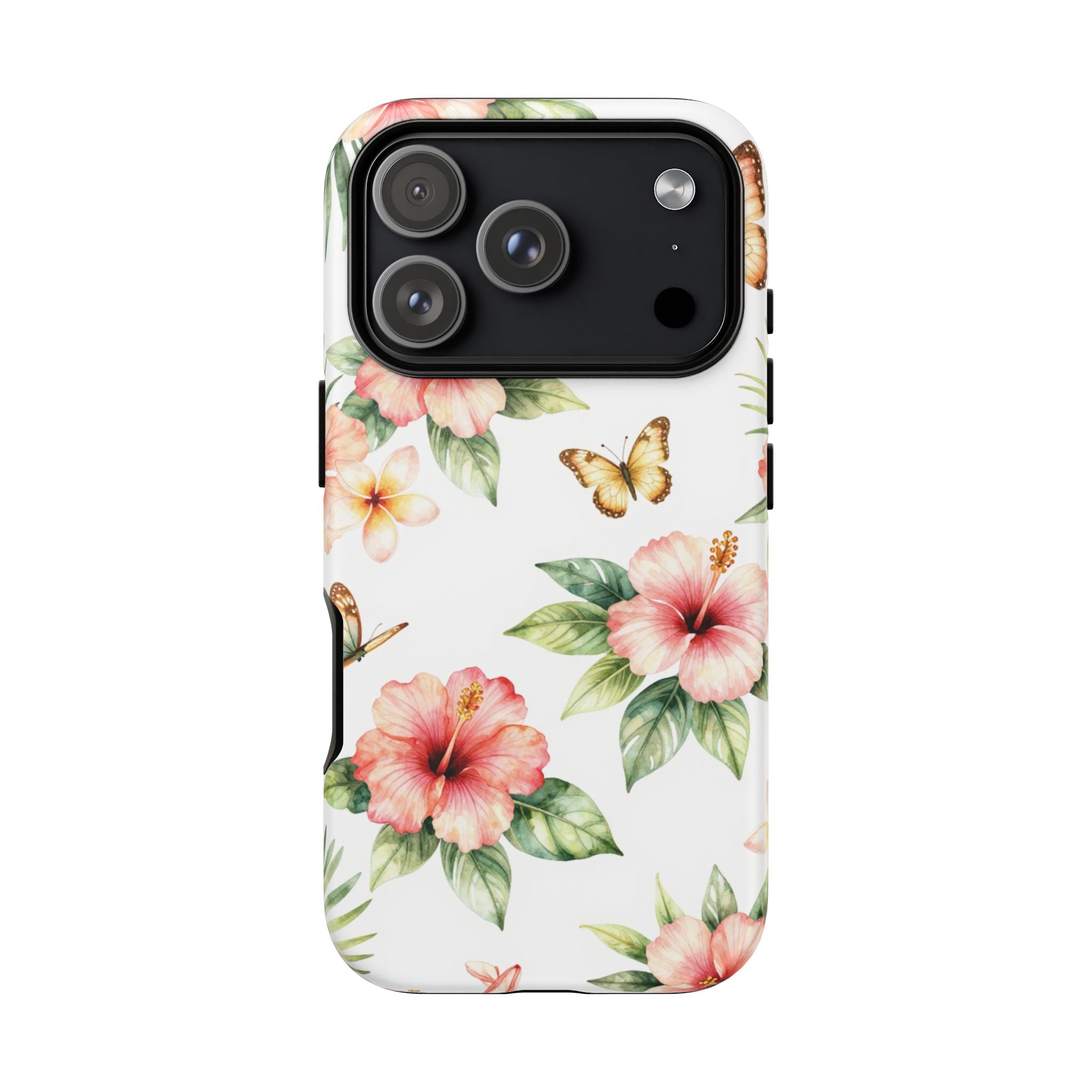 Floral Butterflies Tough Phone Case – Tropical Hibiscus Protective Cover