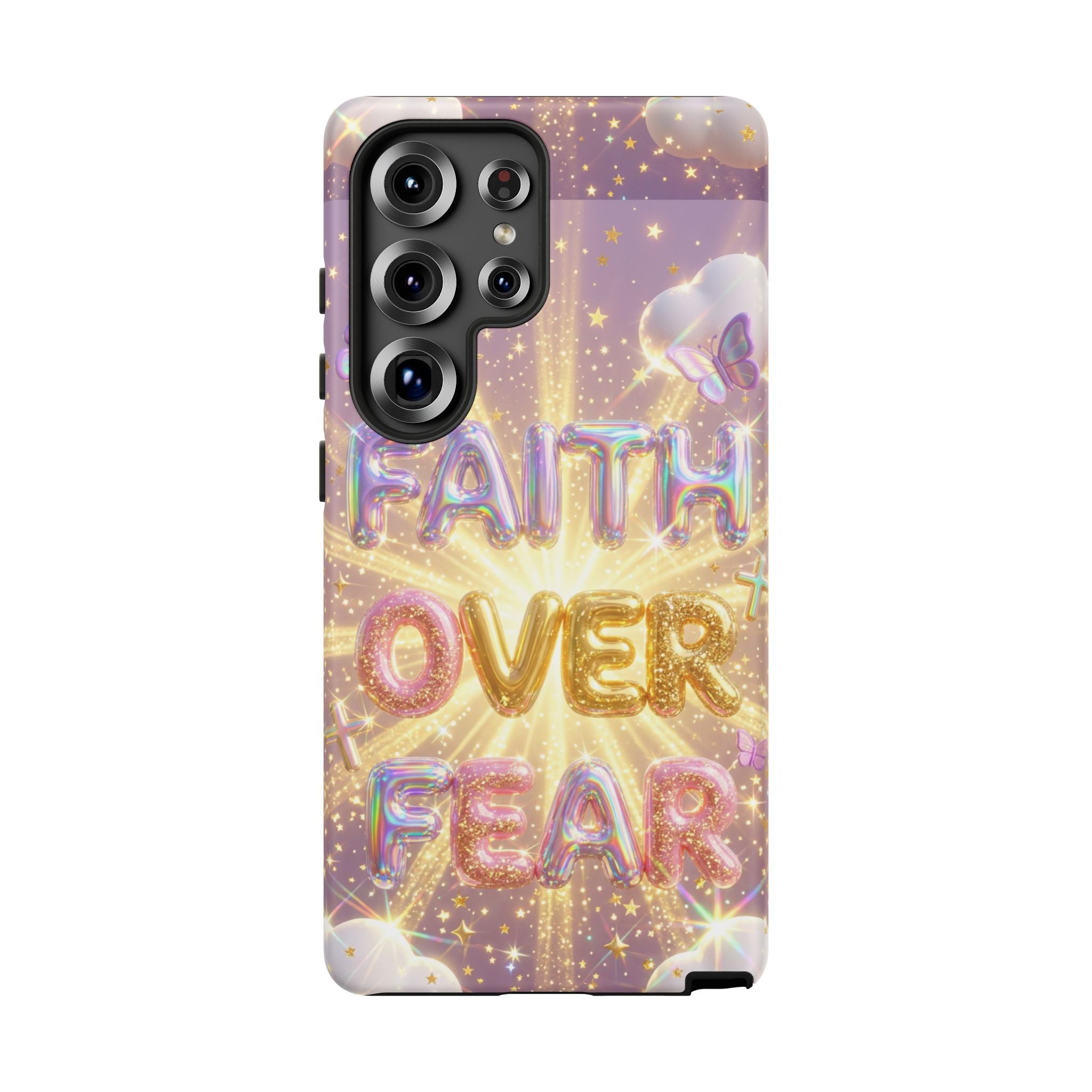 Faith Over Fear Glitter Phone Case — Inspirational Protective iPhone Cover