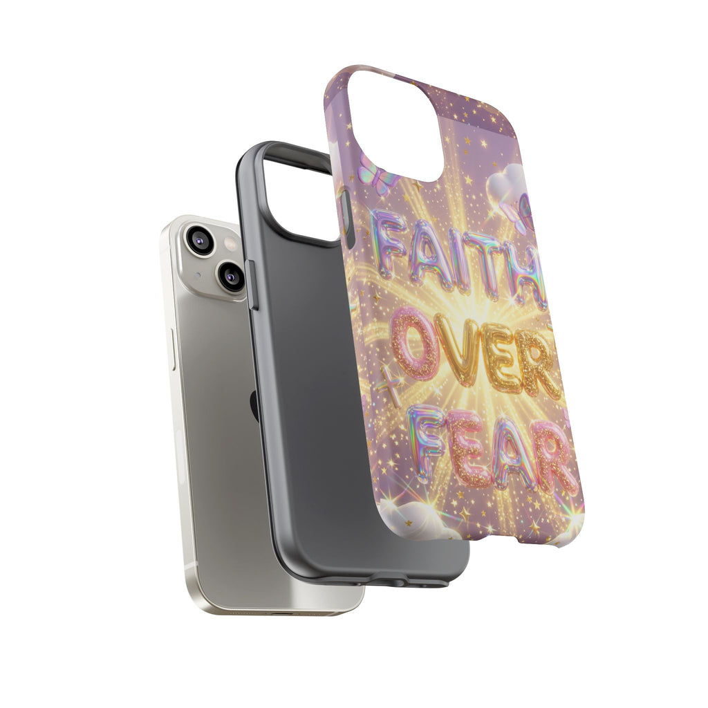 Faith Over Fear Glitter Phone Case — Inspirational Protective iPhone Cover