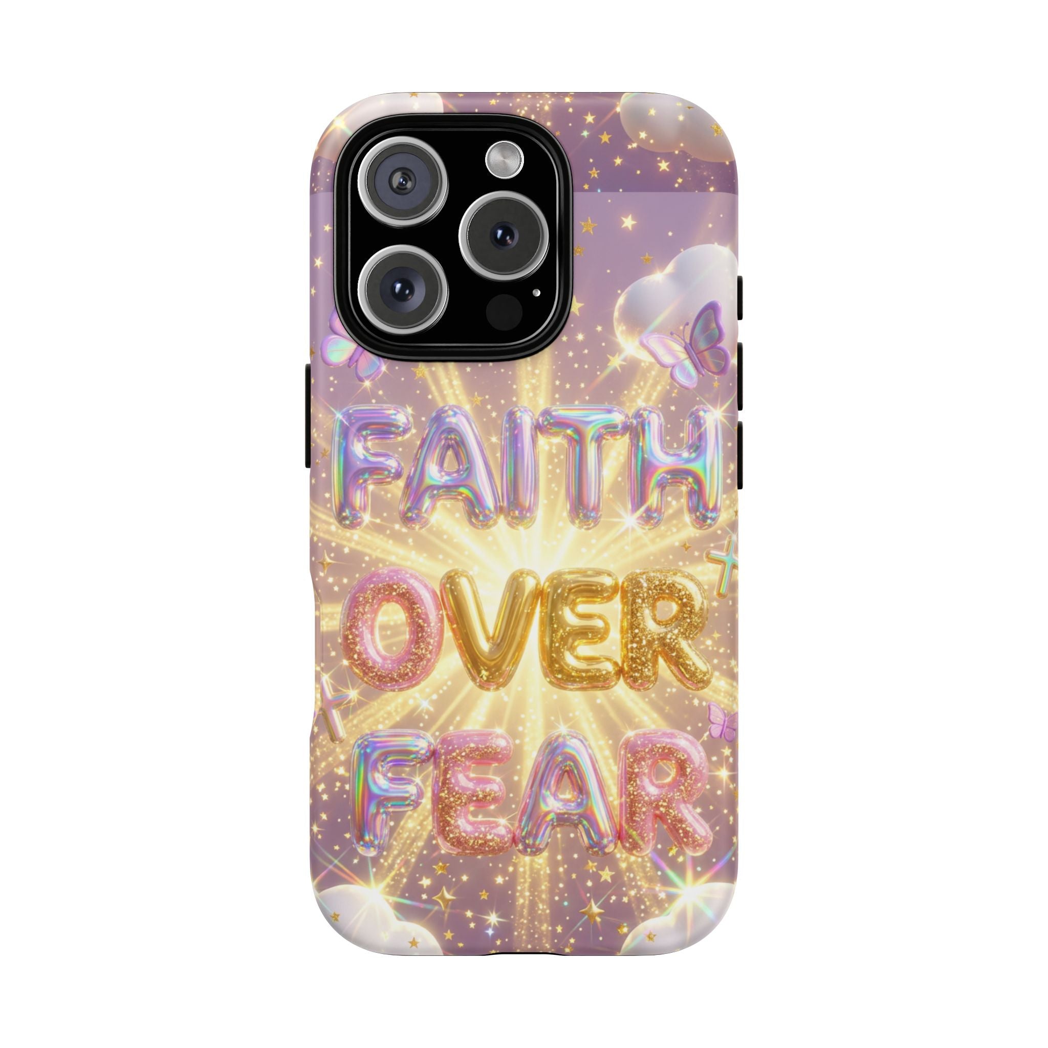 Faith Over Fear Glitter Phone Case — Inspirational Protective iPhone Cover