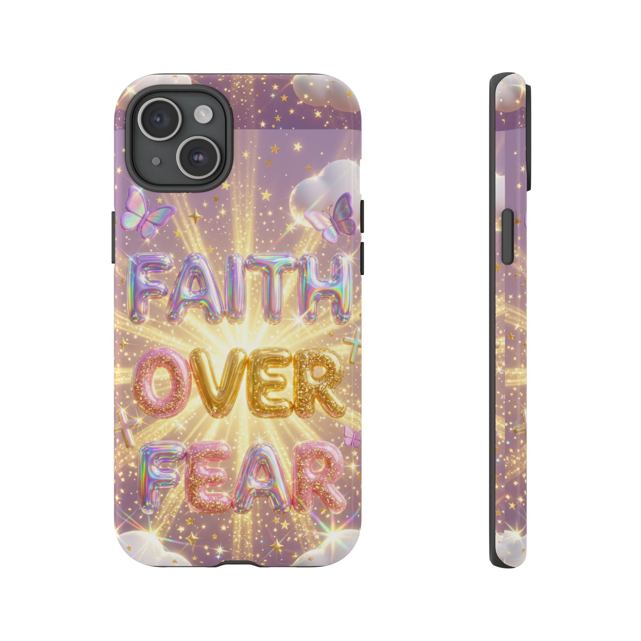 Faith Over Fear Glitter Phone Case — Inspirational Protective iPhone Cover