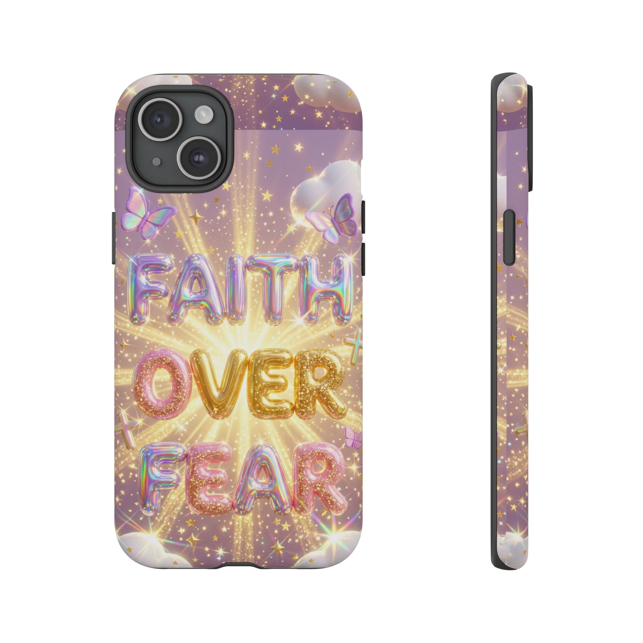 Faith Over Fear Glitter Phone Case — Inspirational Protective iPhone Cover