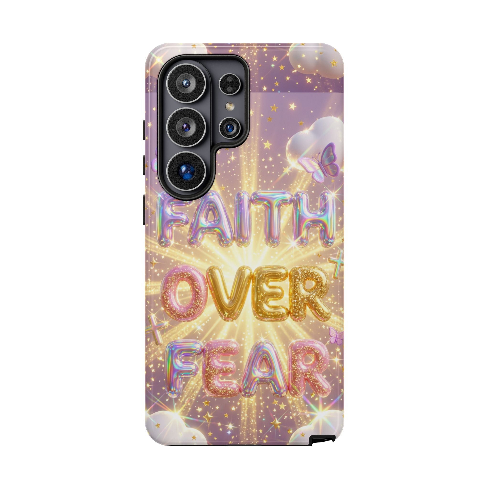 Faith Over Fear Glitter Phone Case — Inspirational Protective iPhone Cover