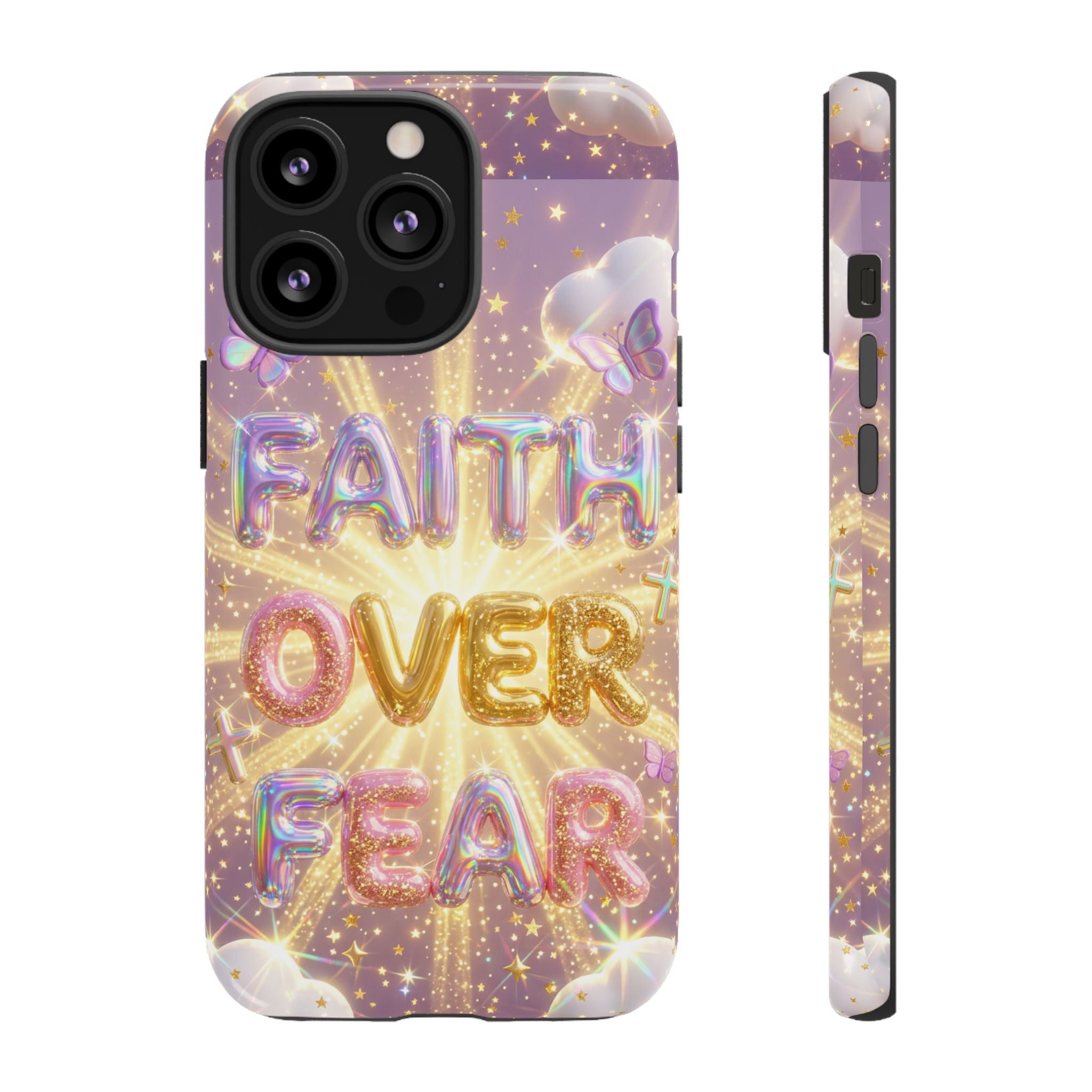 Faith Over Fear Glitter Phone Case — Inspirational Protective iPhone Cover