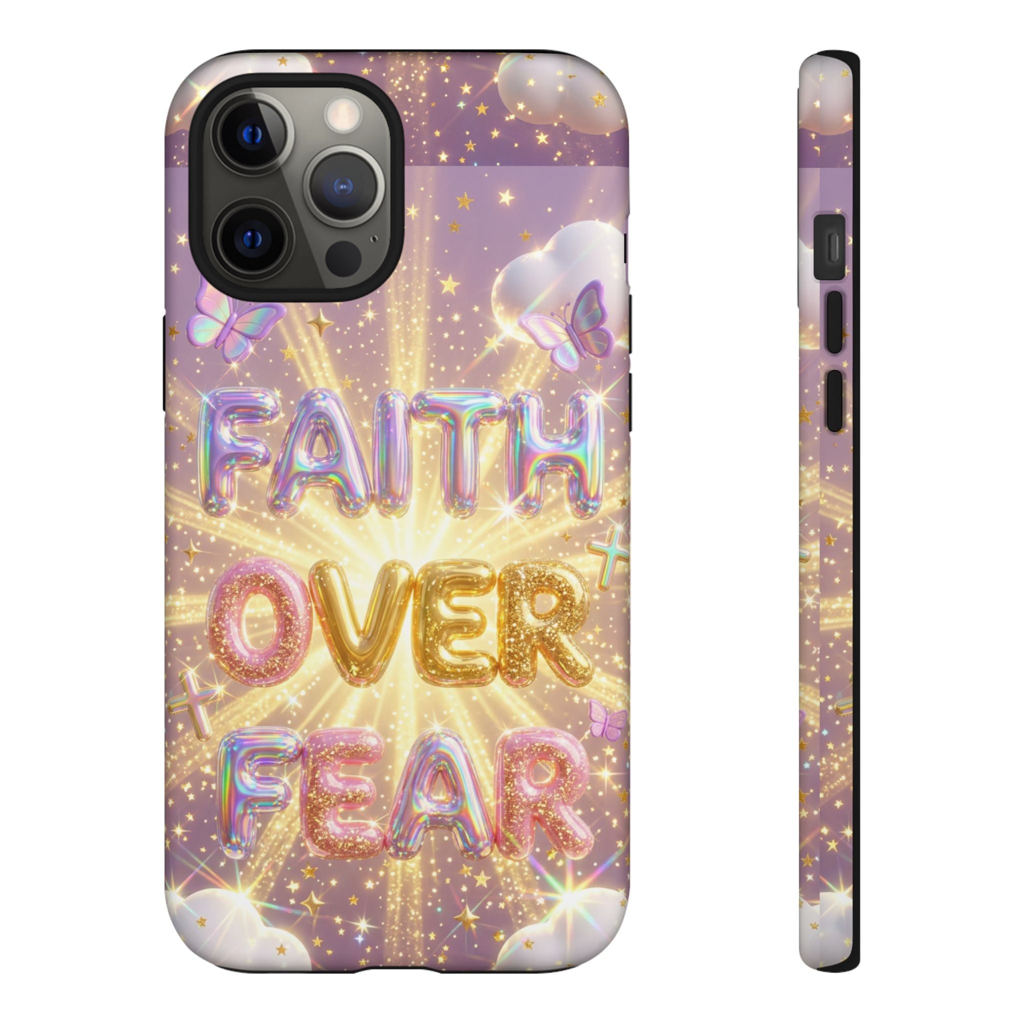 Faith Over Fear Glitter Phone Case — Inspirational Protective iPhone Cover