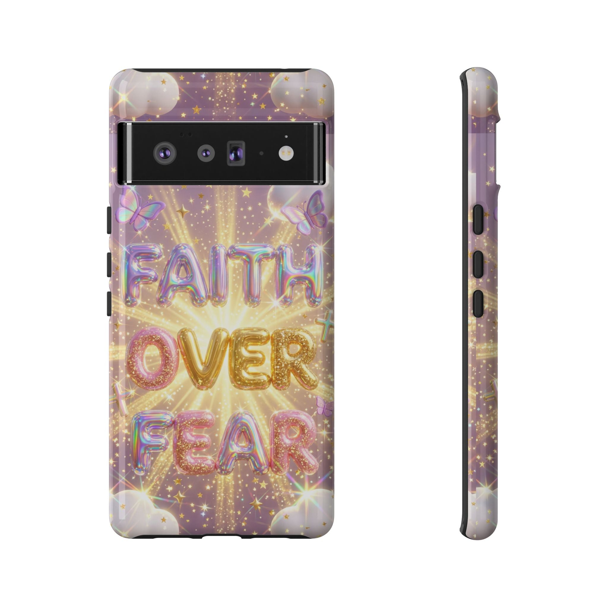 Faith Over Fear Glitter Phone Case — Inspirational Protective iPhone Cover