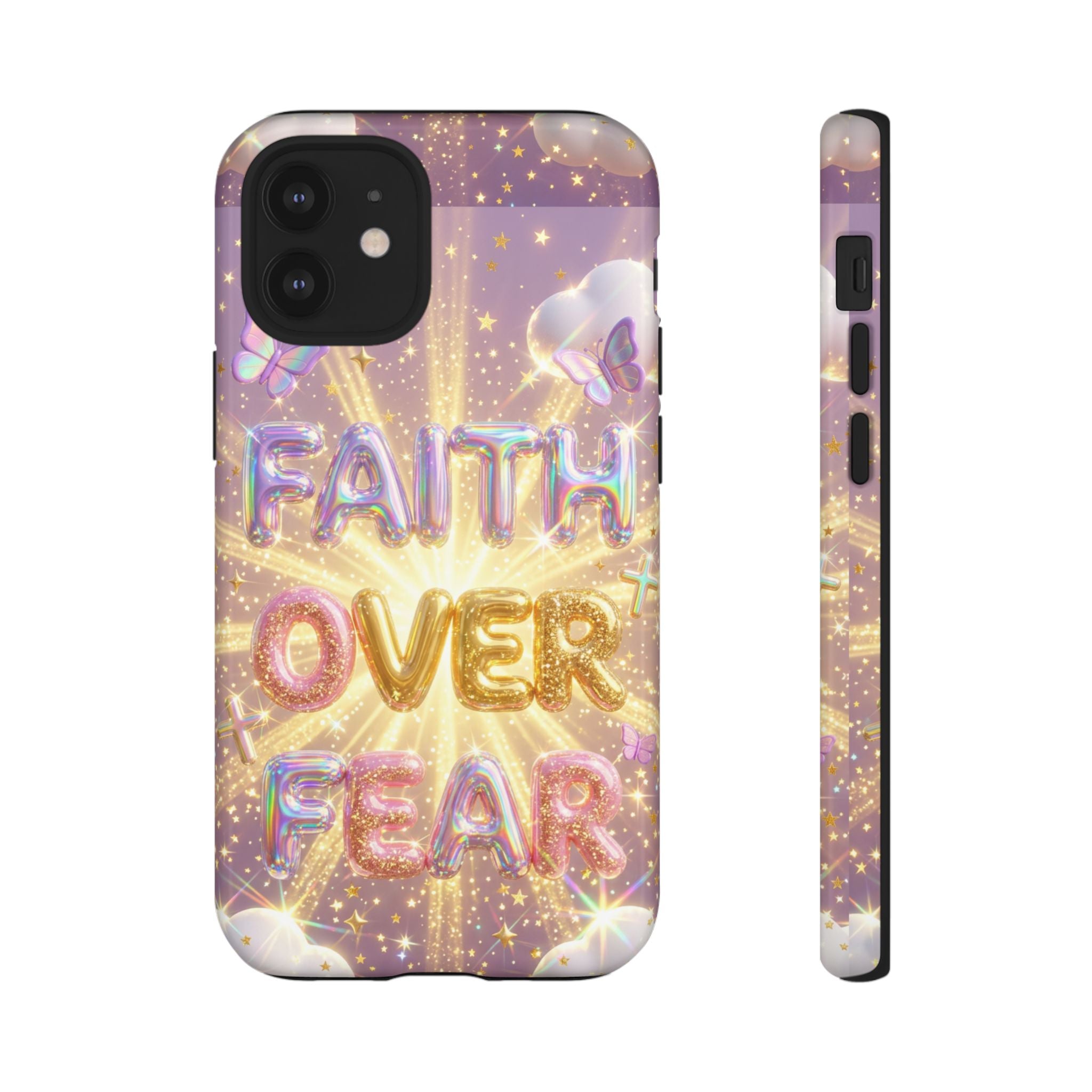 Faith Over Fear Glitter Phone Case — Inspirational Protective iPhone Cover