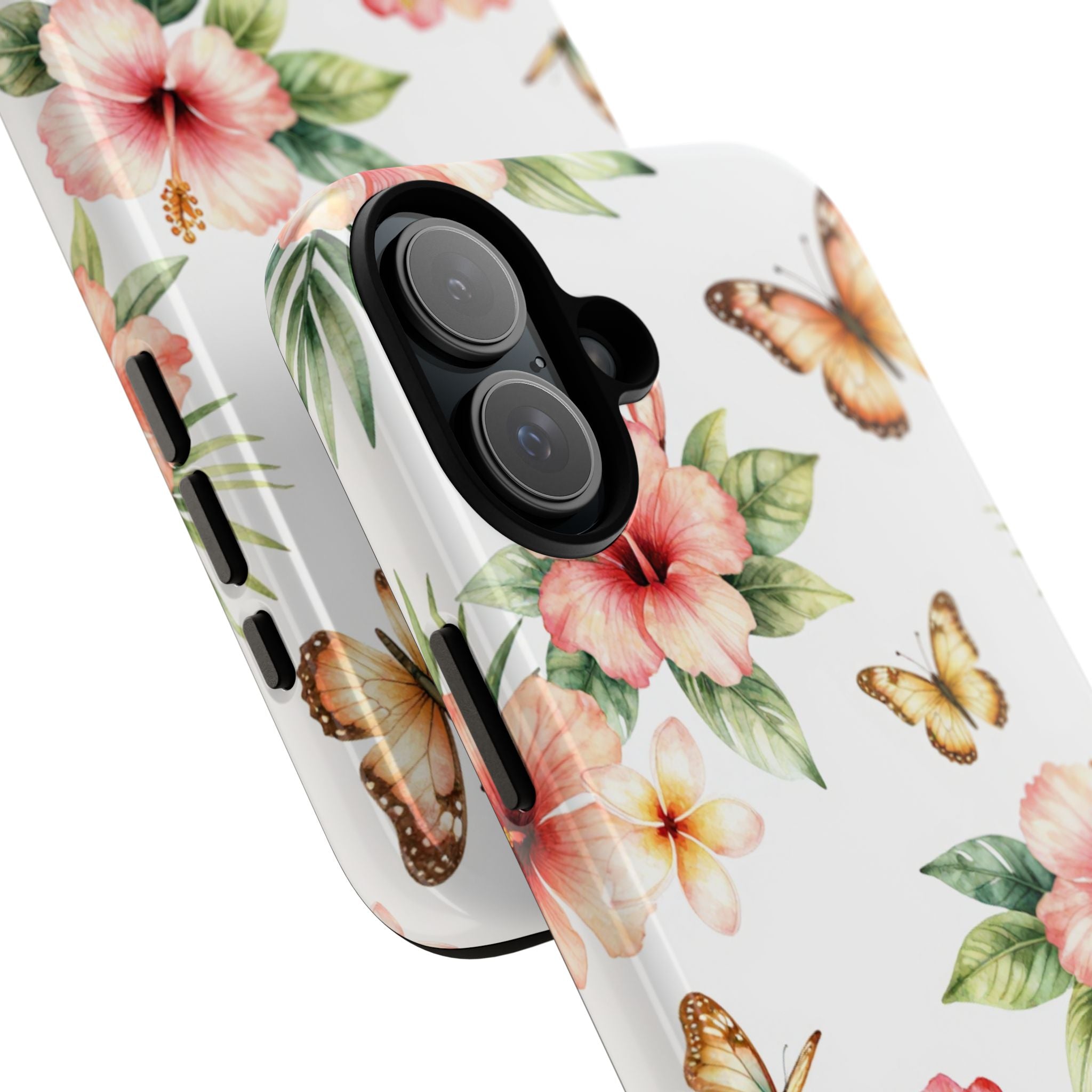 Floral Butterflies Tough Phone Case – Tropical Hibiscus Protective Cover