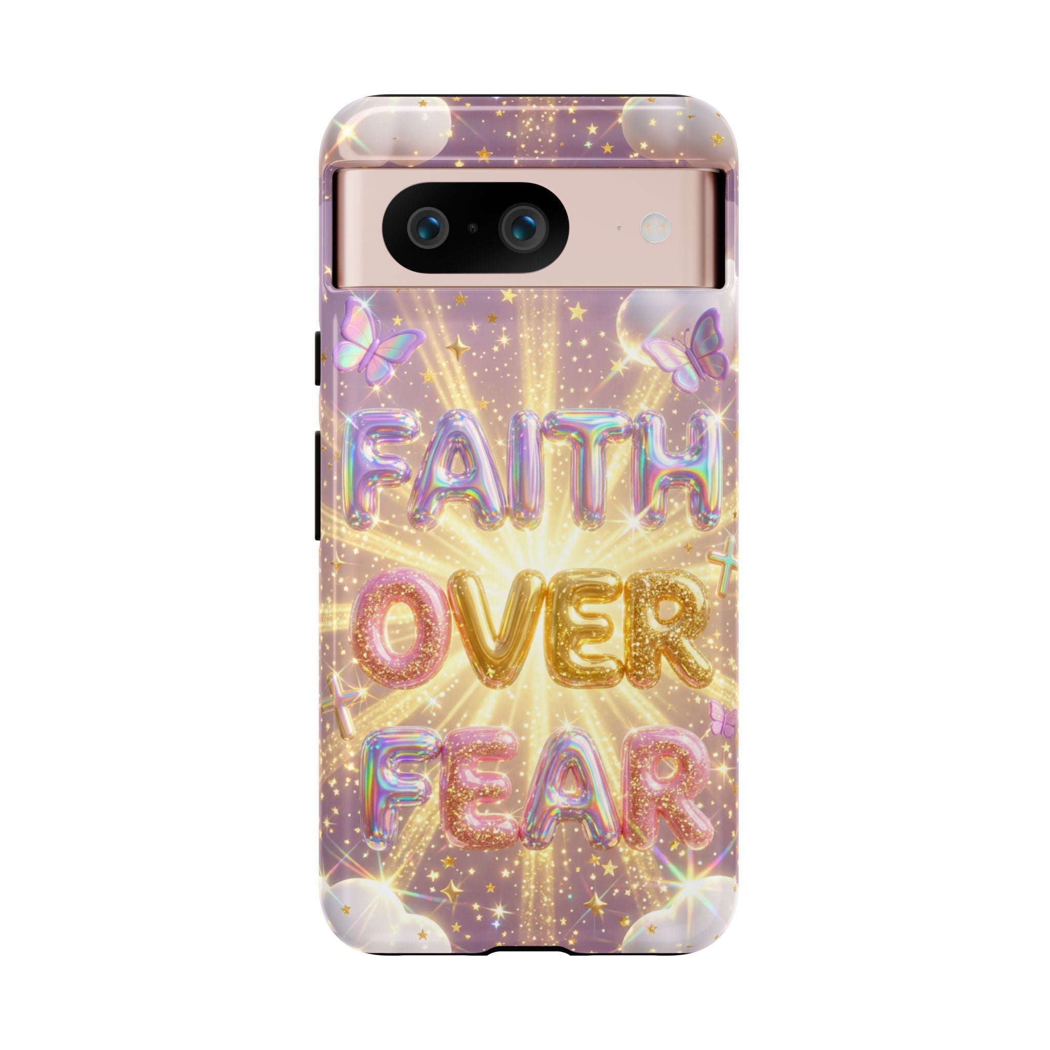 Faith Over Fear Glitter Phone Case — Inspirational Protective iPhone Cover
