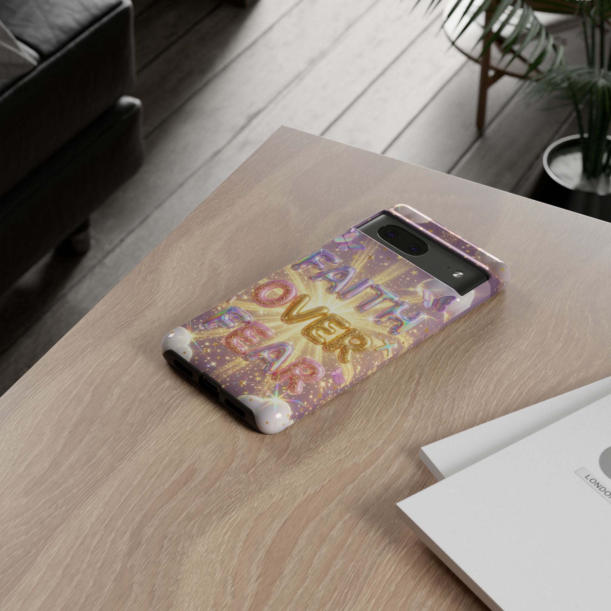 Faith Over Fear Glitter Phone Case — Inspirational Protective iPhone Cover