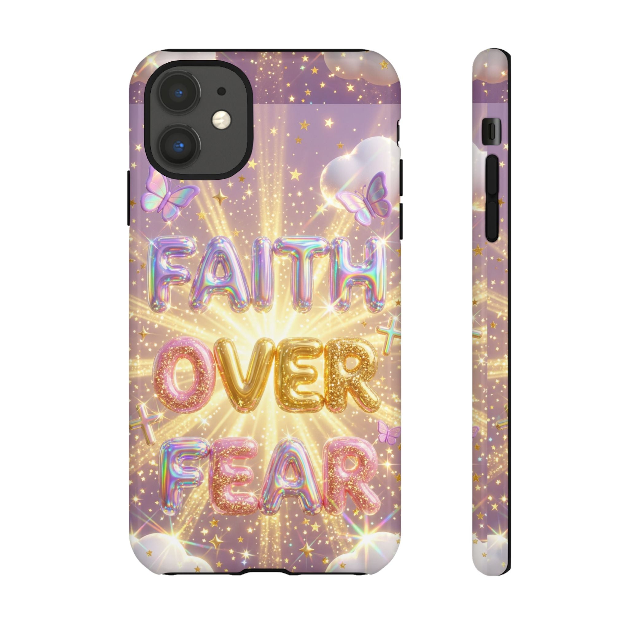 Faith Over Fear Glitter Phone Case — Inspirational Protective iPhone Cover