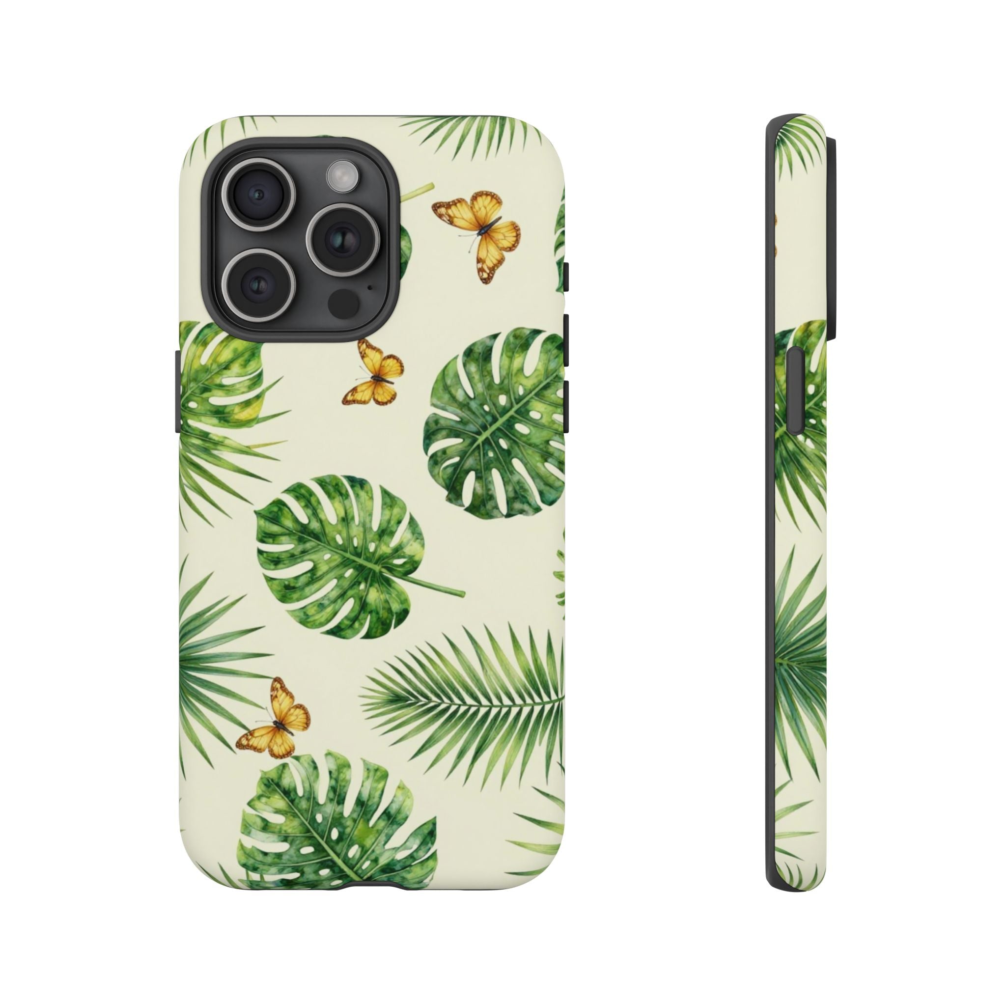Green Monstera & Palm Leaves with Butterflies Case