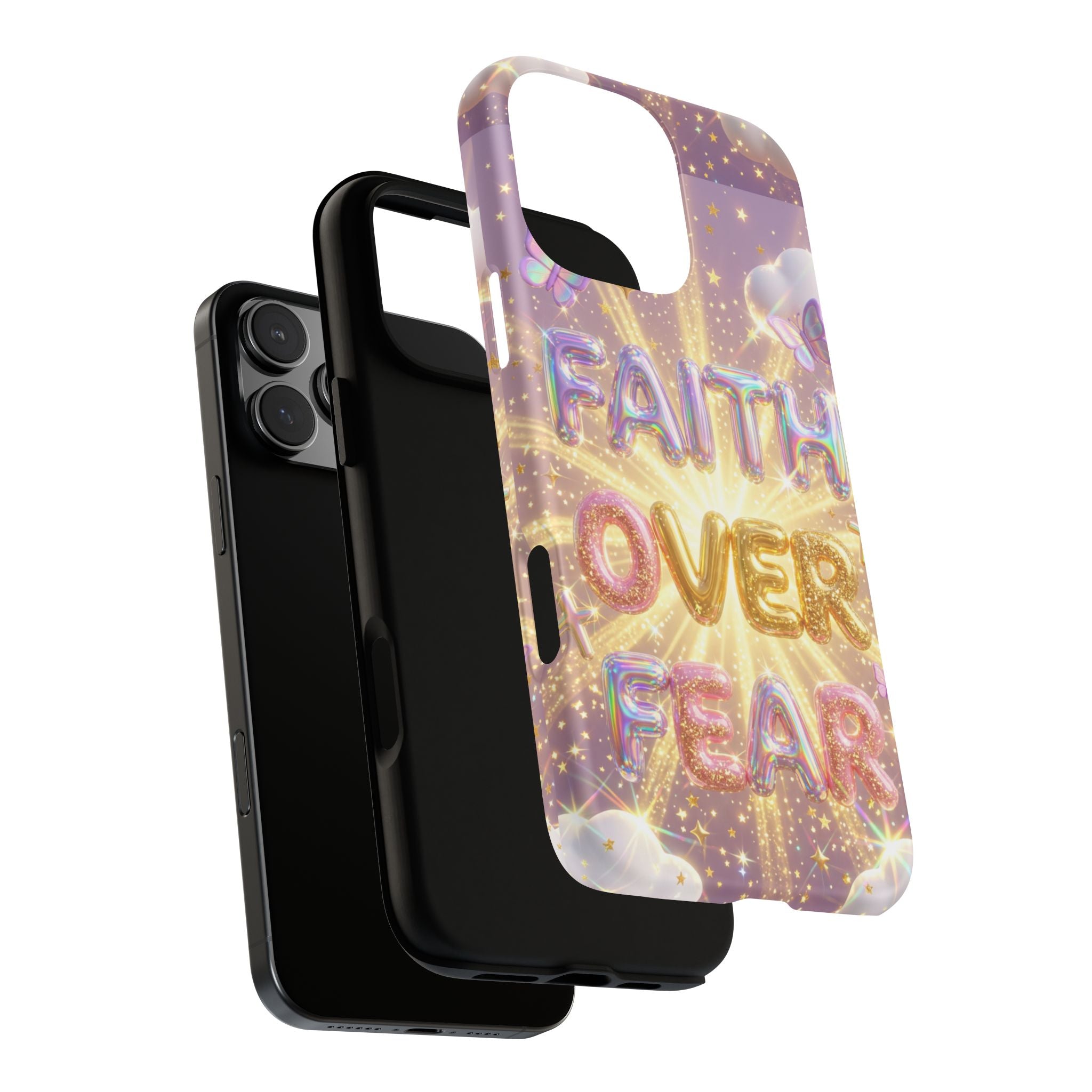 Faith Over Fear Glitter Phone Case — Inspirational Protective iPhone Cover
