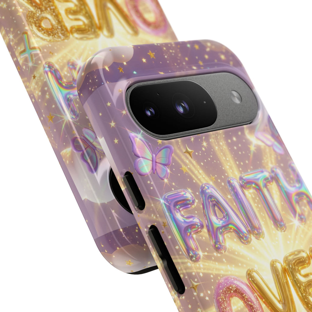 Faith Over Fear Glitter Phone Case — Inspirational Protective iPhone Cover
