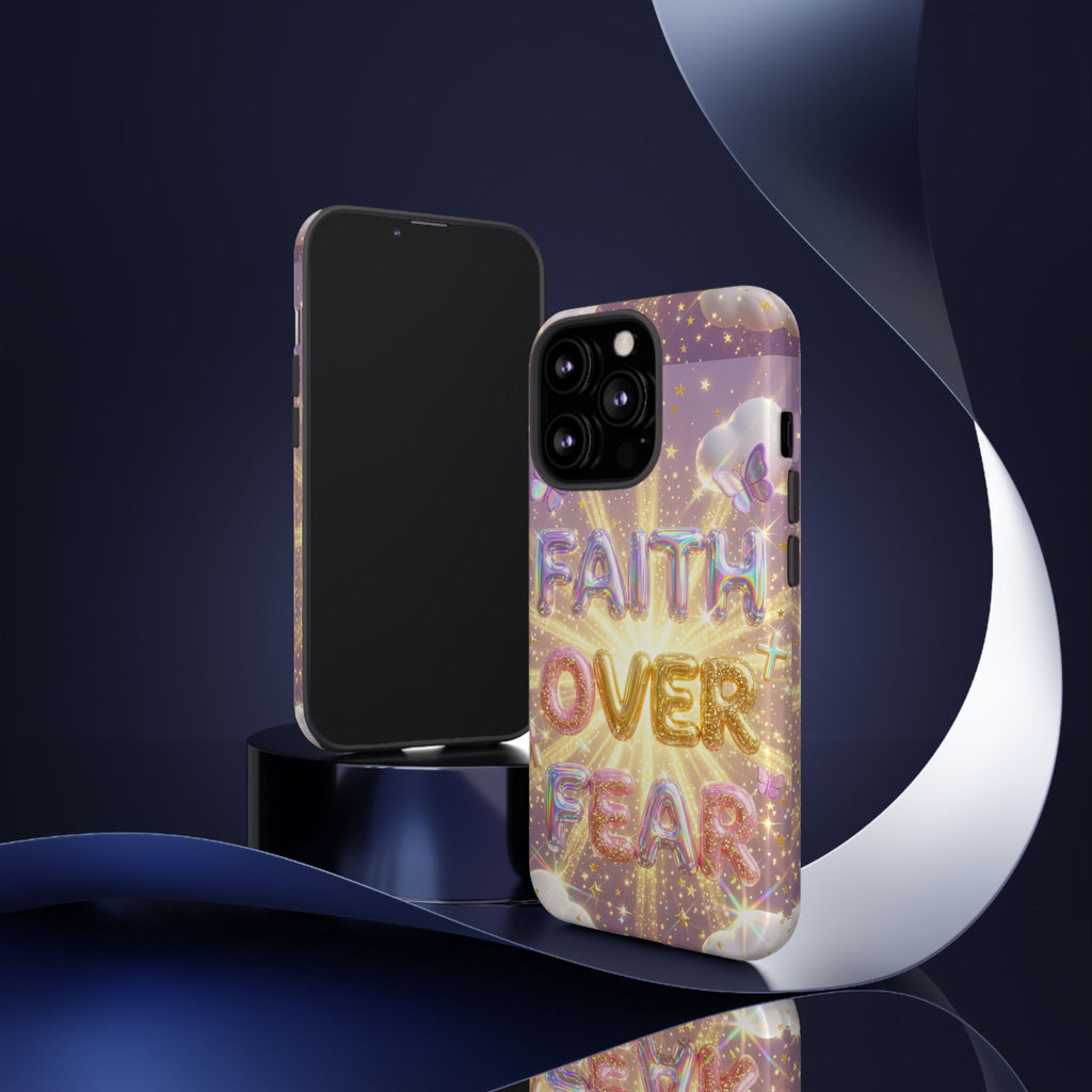 Faith Over Fear Glitter Phone Case — Inspirational Protective iPhone Cover