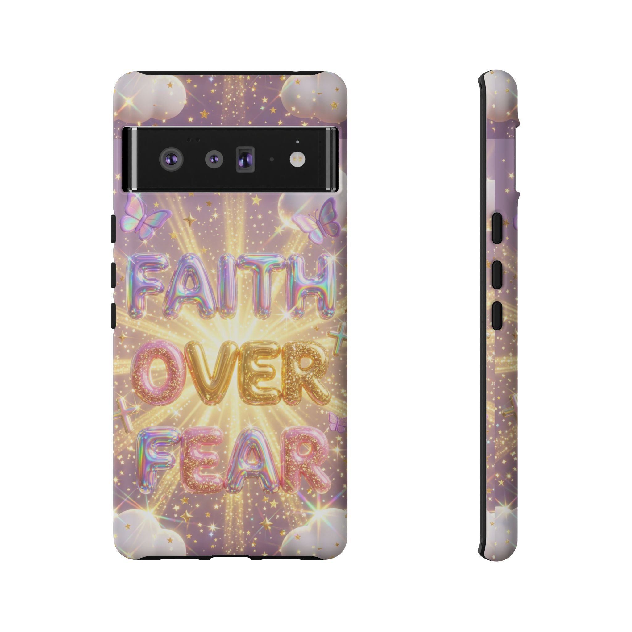 Faith Over Fear Glitter Phone Case — Inspirational Protective iPhone Cover