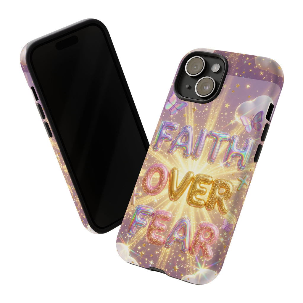 Faith Over Fear Glitter Phone Case — Inspirational Protective iPhone Cover