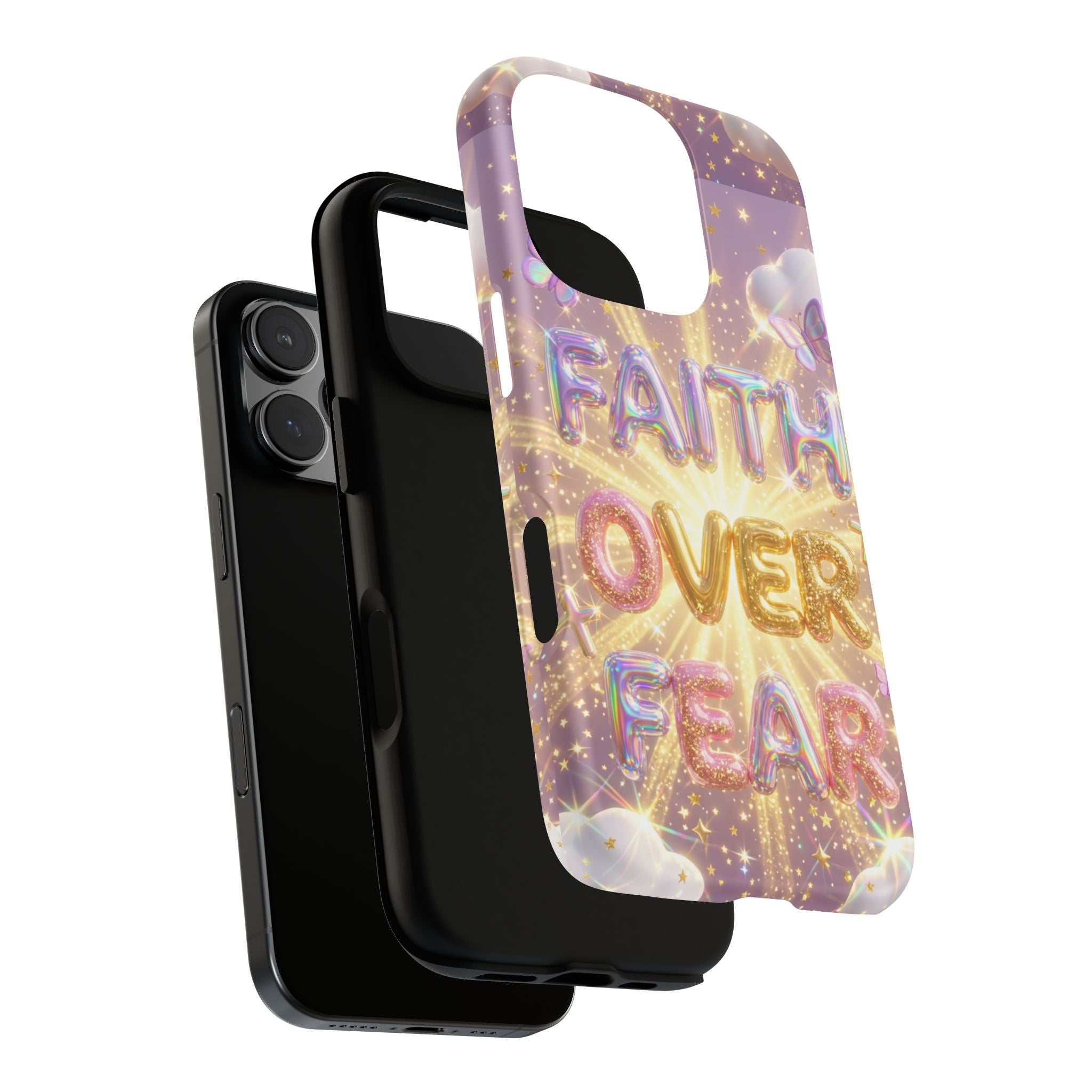 Faith Over Fear Glitter Phone Case — Inspirational Protective iPhone Cover