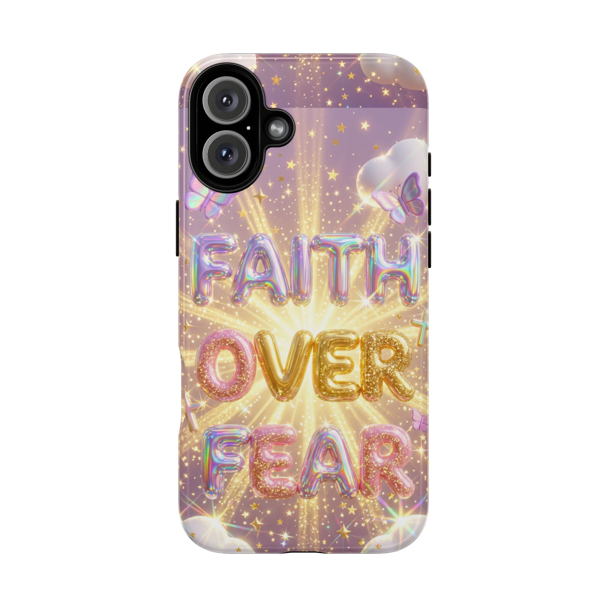 Faith Over Fear Glitter Phone Case — Inspirational Protective iPhone Cover
