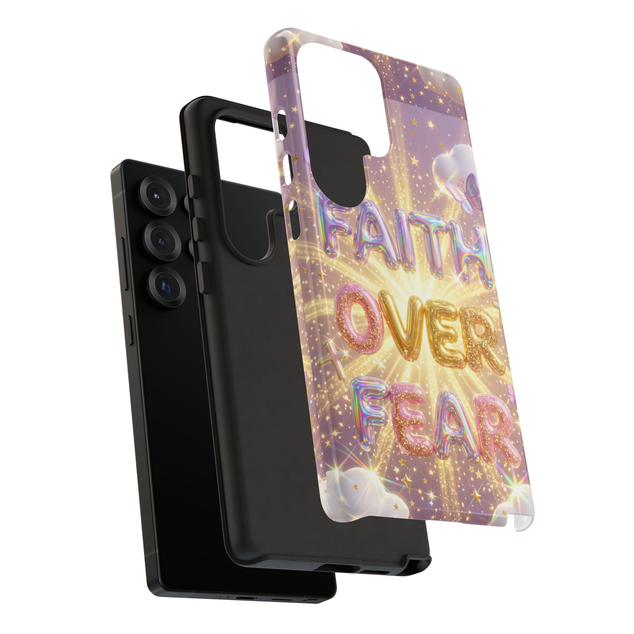 Faith Over Fear Glitter Phone Case — Inspirational Protective iPhone Cover
