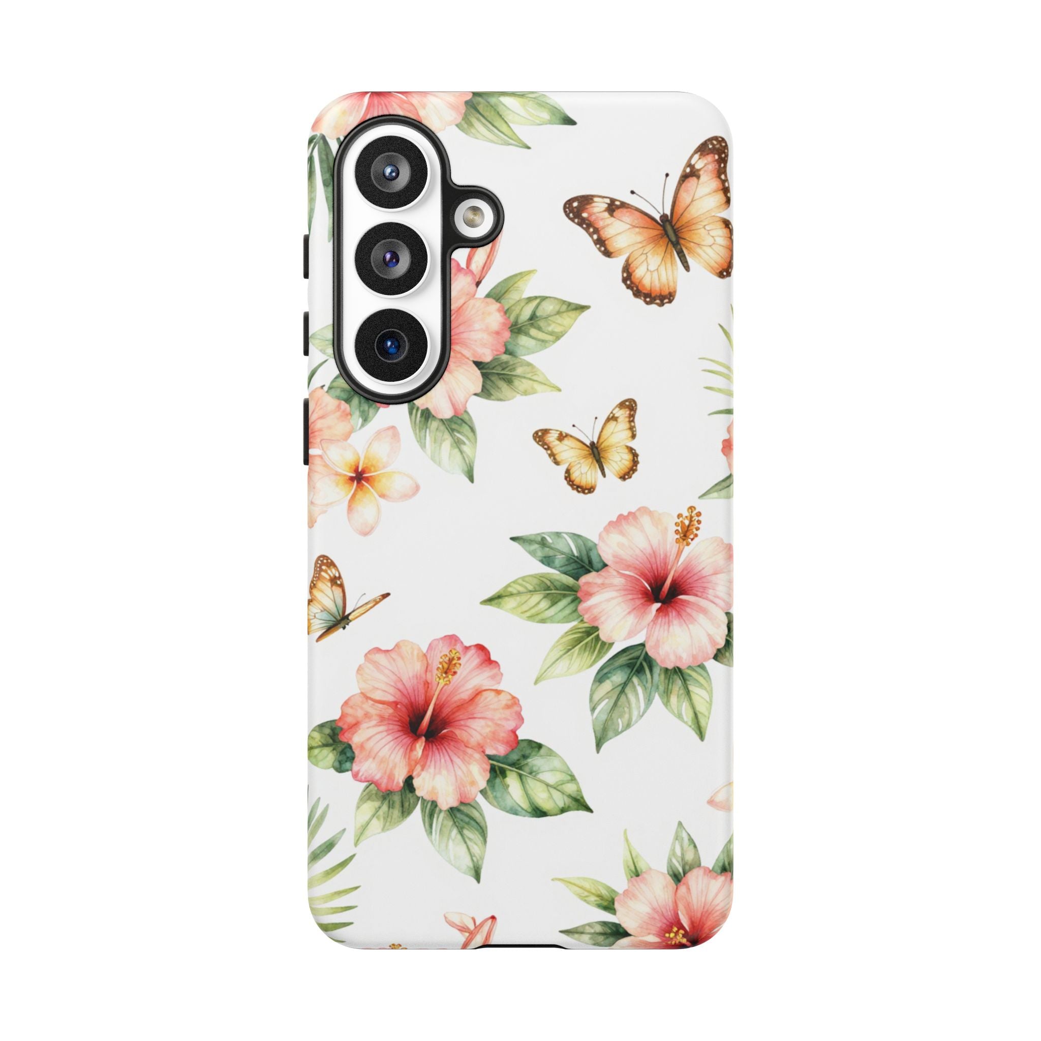 Floral Butterflies Tough Phone Case – Tropical Hibiscus Protective Cover