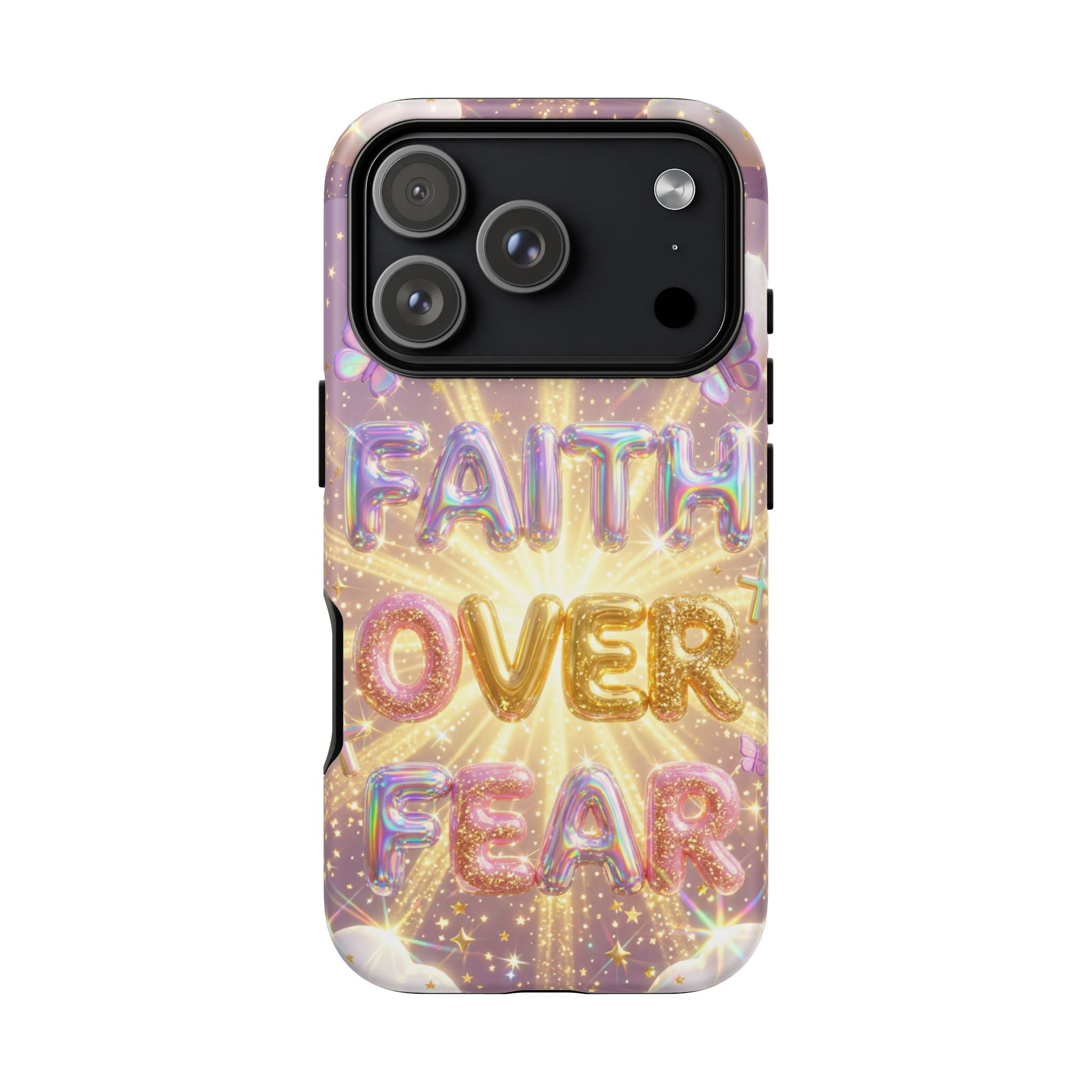 Faith Over Fear Glitter Phone Case — Inspirational Protective iPhone Cover