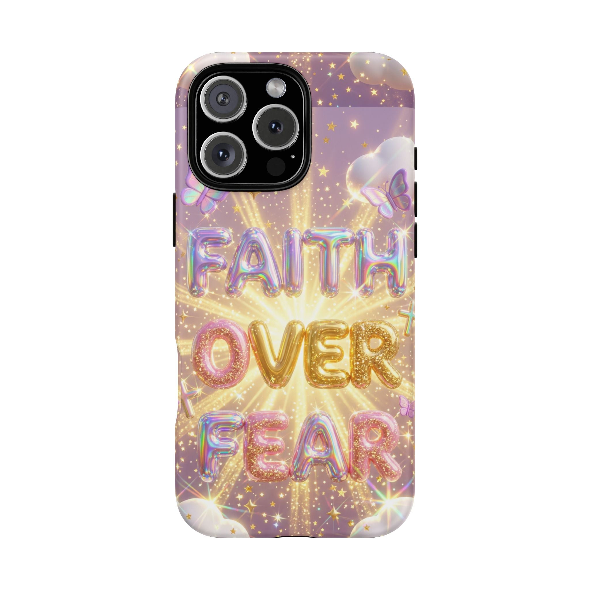 Faith Over Fear Glitter Phone Case — Inspirational Protective iPhone Cover