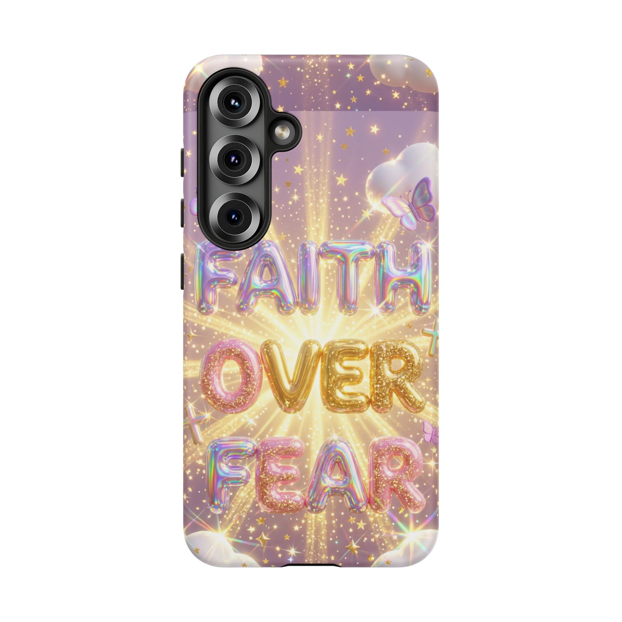 Faith Over Fear Glitter Phone Case — Inspirational Protective iPhone Cover