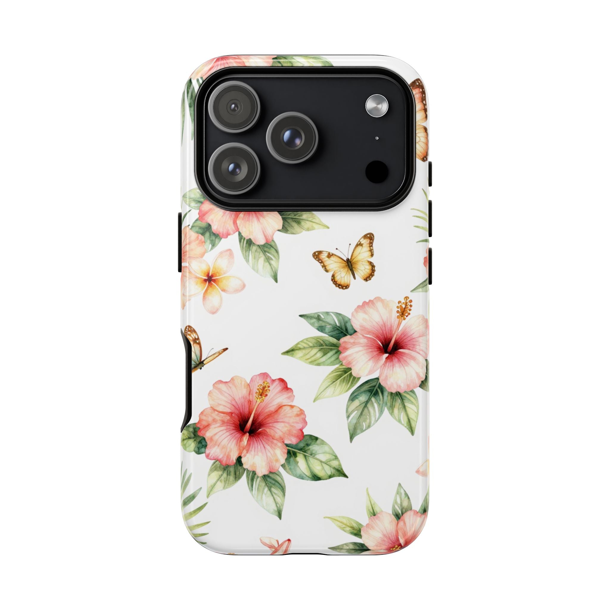 Floral Butterflies Tough Phone Case – Tropical Hibiscus Protective Cover