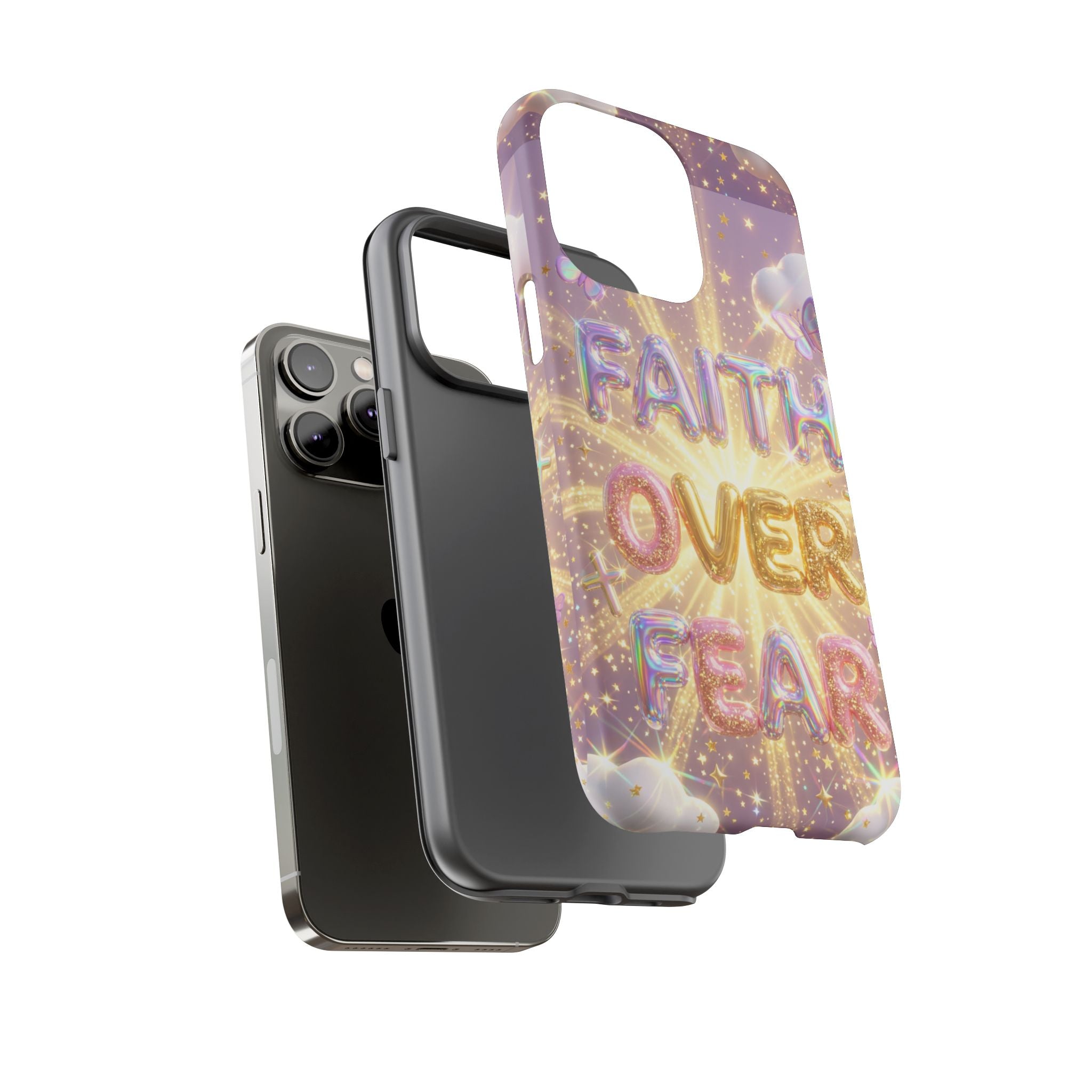 Faith Over Fear Glitter Phone Case — Inspirational Protective iPhone Cover