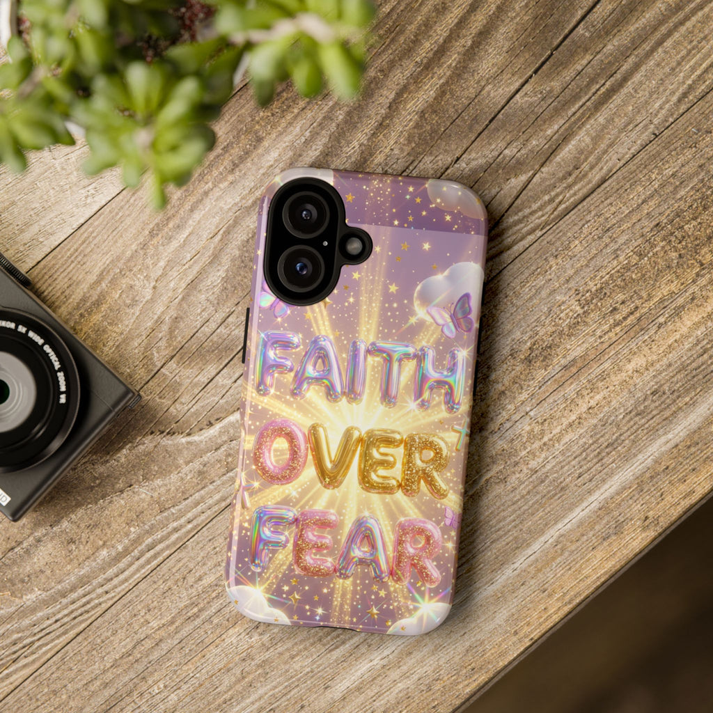 Faith Over Fear Glitter Phone Case — Inspirational Protective iPhone Cover