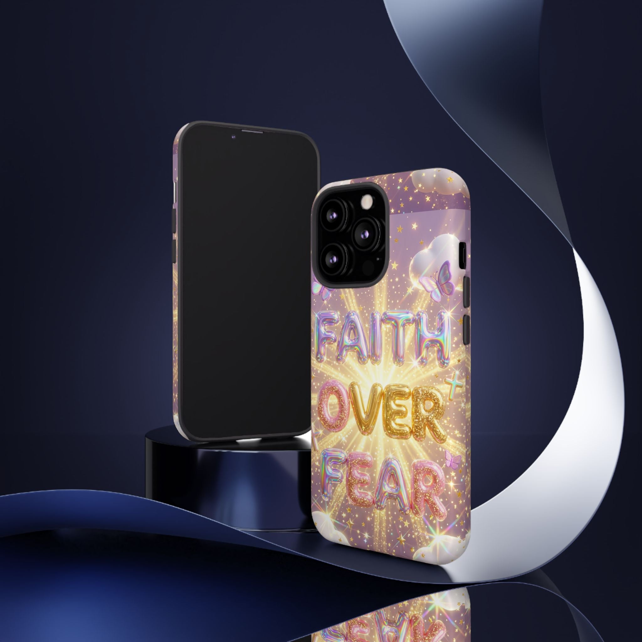 Faith Over Fear Glitter Phone Case — Inspirational Protective iPhone Cover