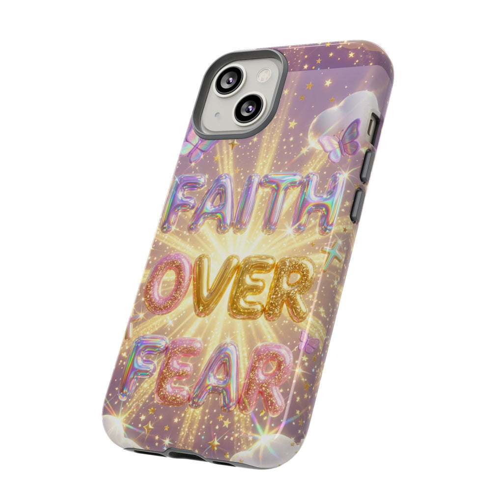 Faith Over Fear Glitter Phone Case — Inspirational Protective iPhone Cover