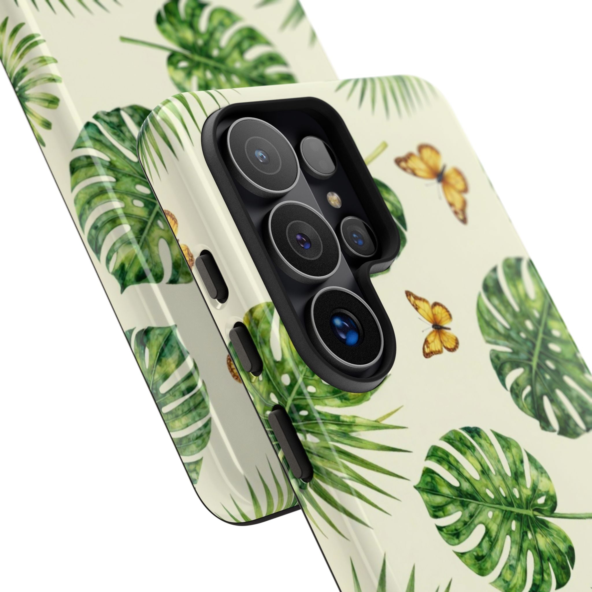 Green Monstera & Palm Leaves with Butterflies Case