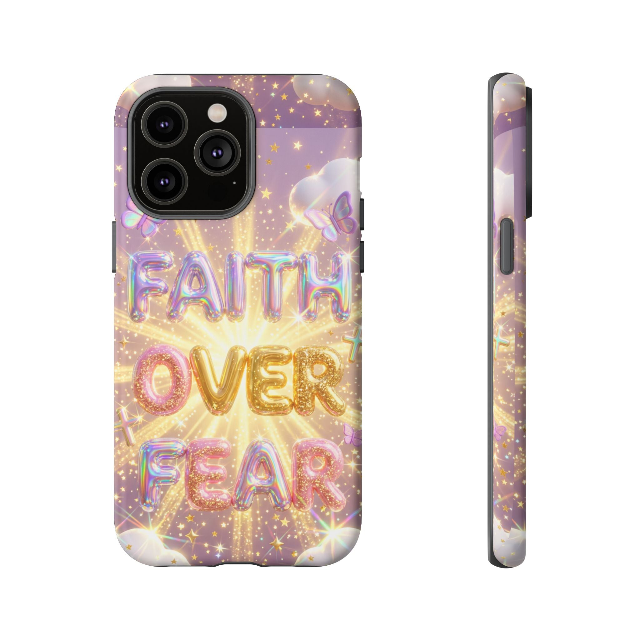 Faith Over Fear Glitter Phone Case — Inspirational Protective iPhone Cover