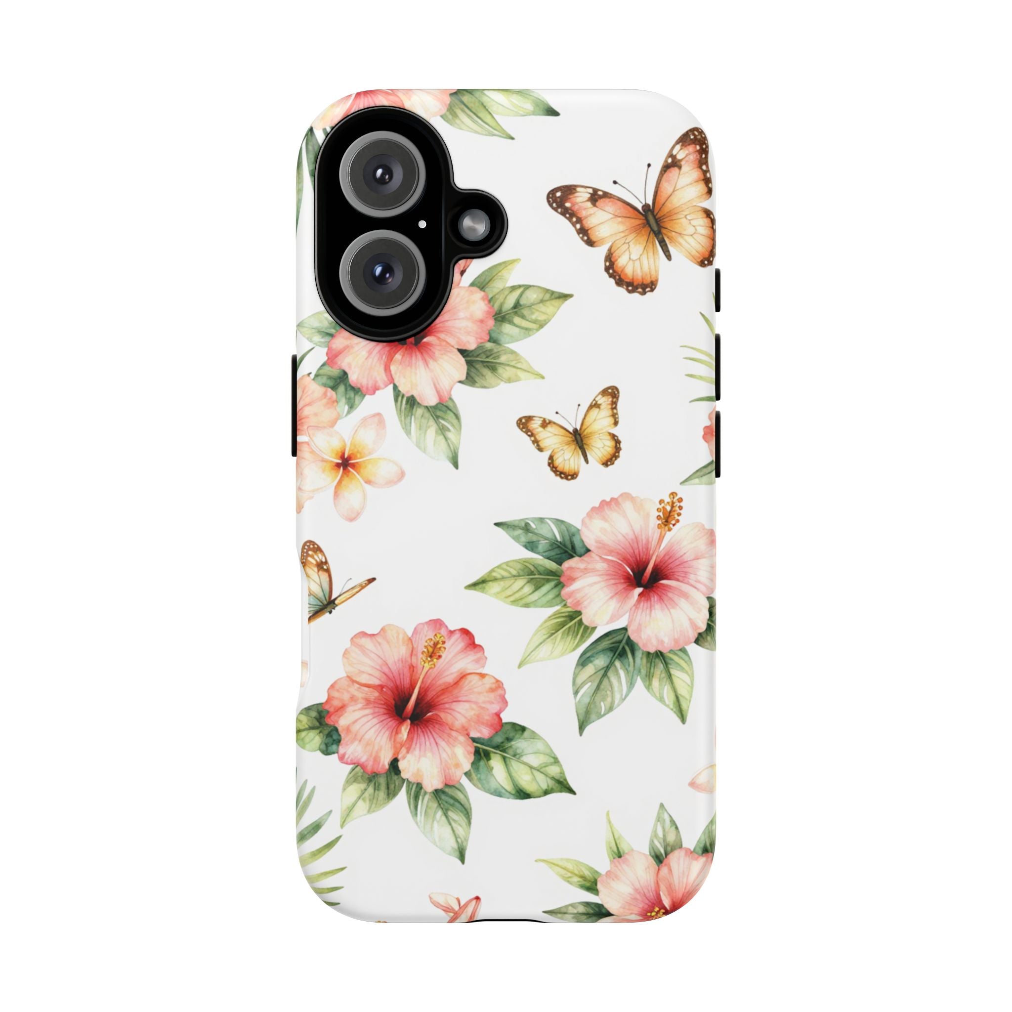 Floral Butterflies Tough Phone Case – Tropical Hibiscus Protective Cover