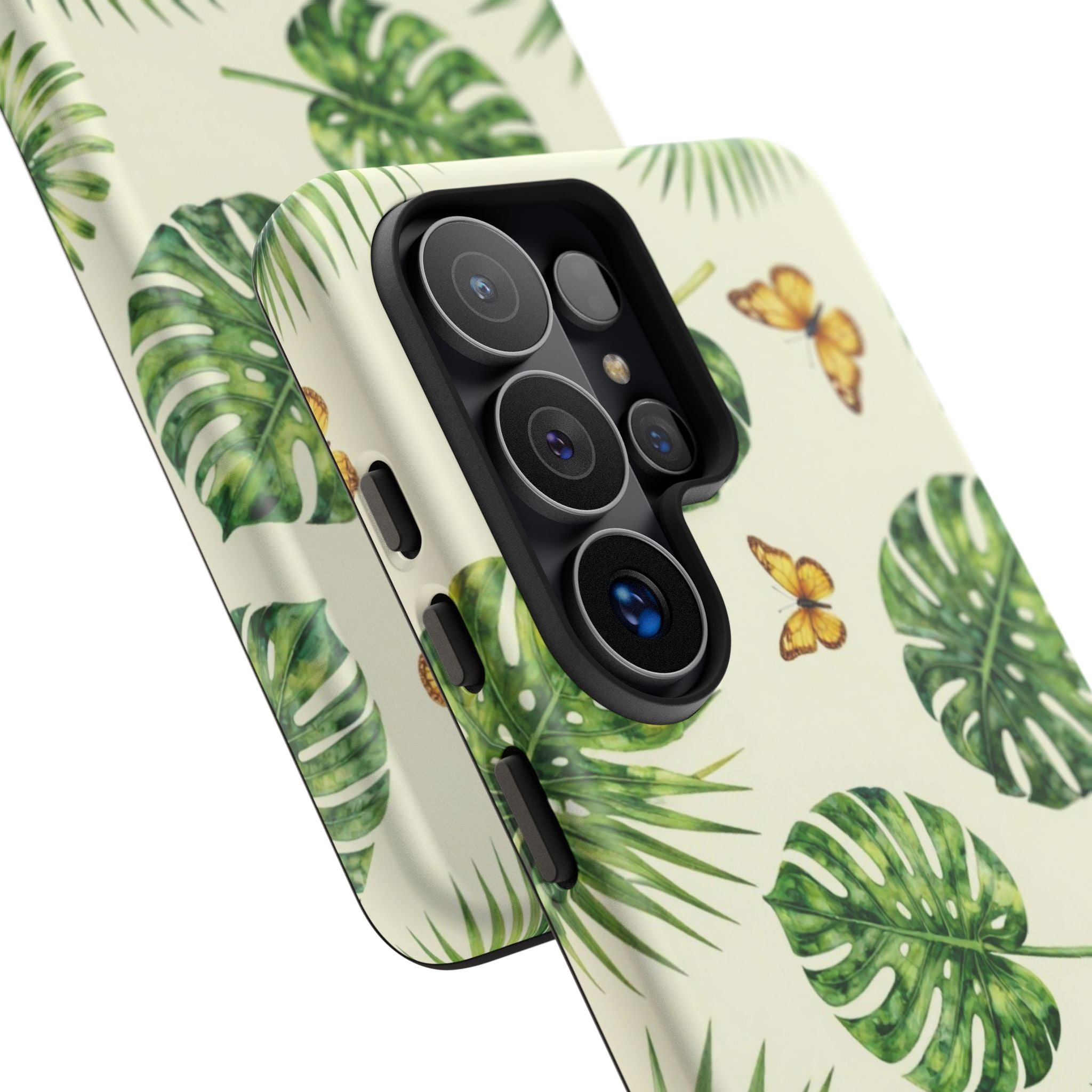 Green Monstera & Palm Leaves with Butterflies Case