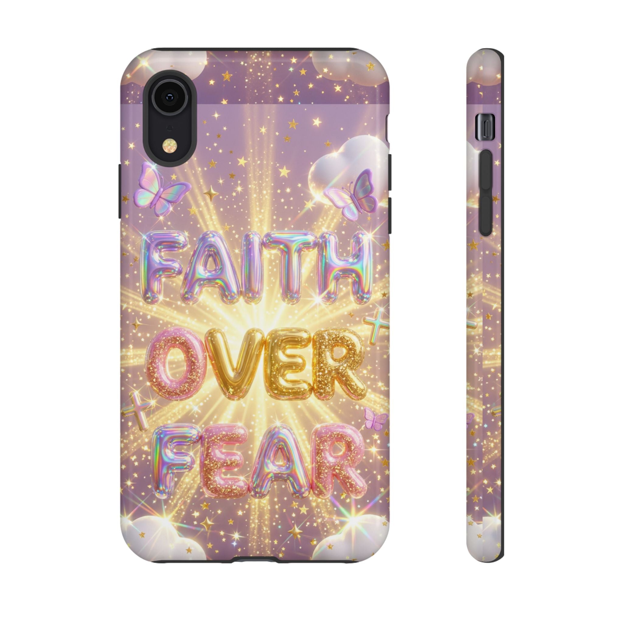 Faith Over Fear Glitter Phone Case — Inspirational Protective iPhone Cover