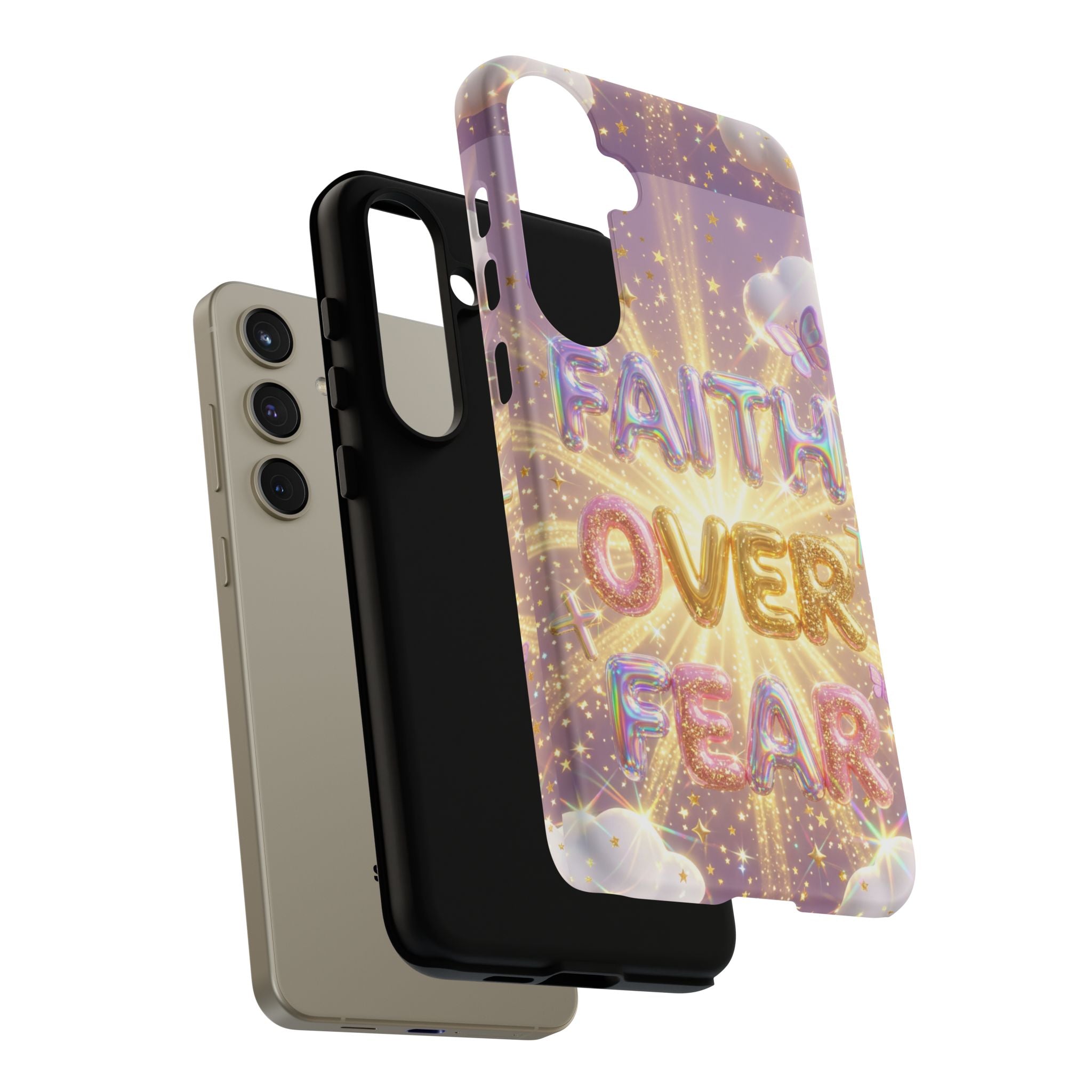 Faith Over Fear Glitter Phone Case — Inspirational Protective iPhone Cover