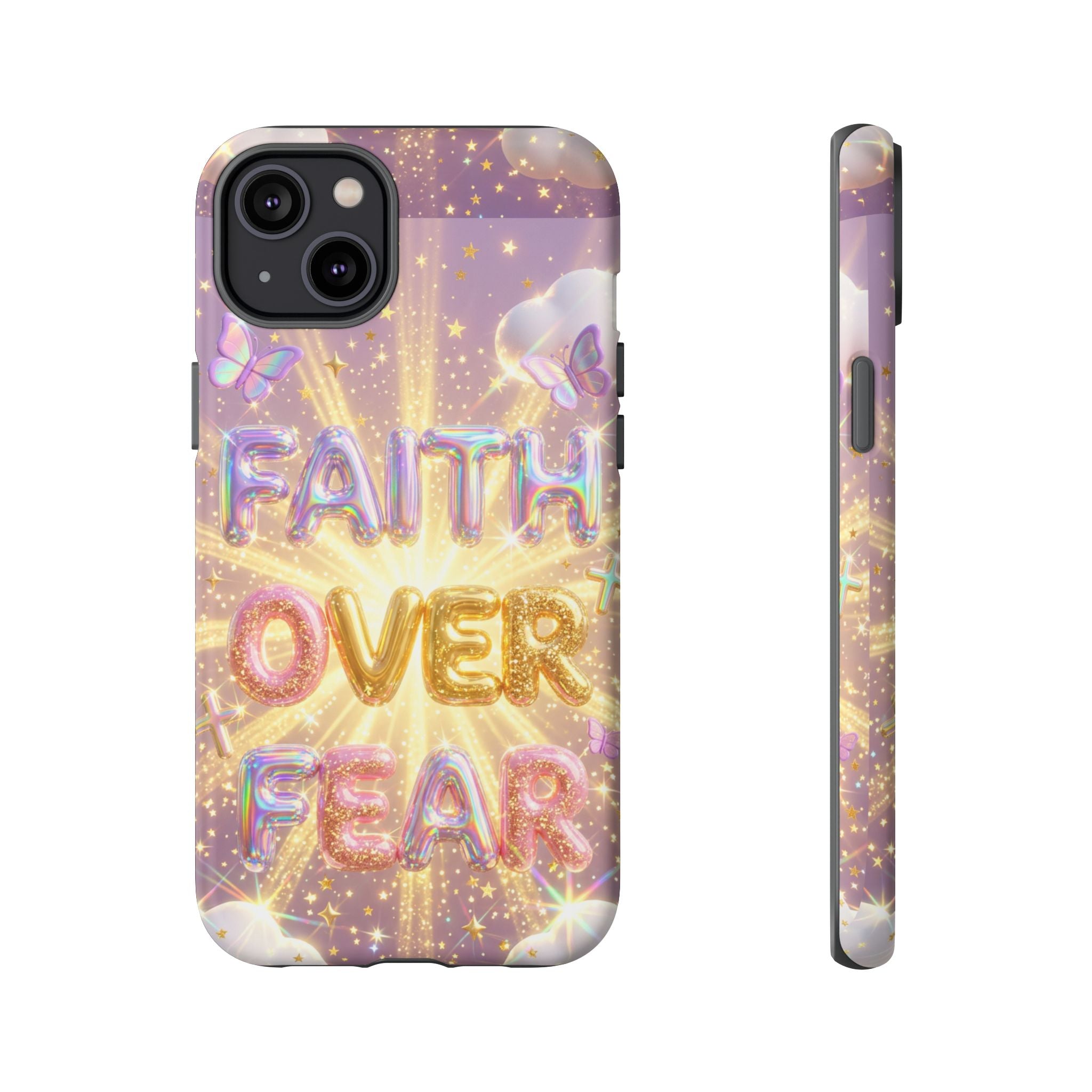 Faith Over Fear Glitter Phone Case — Inspirational Protective iPhone Cover