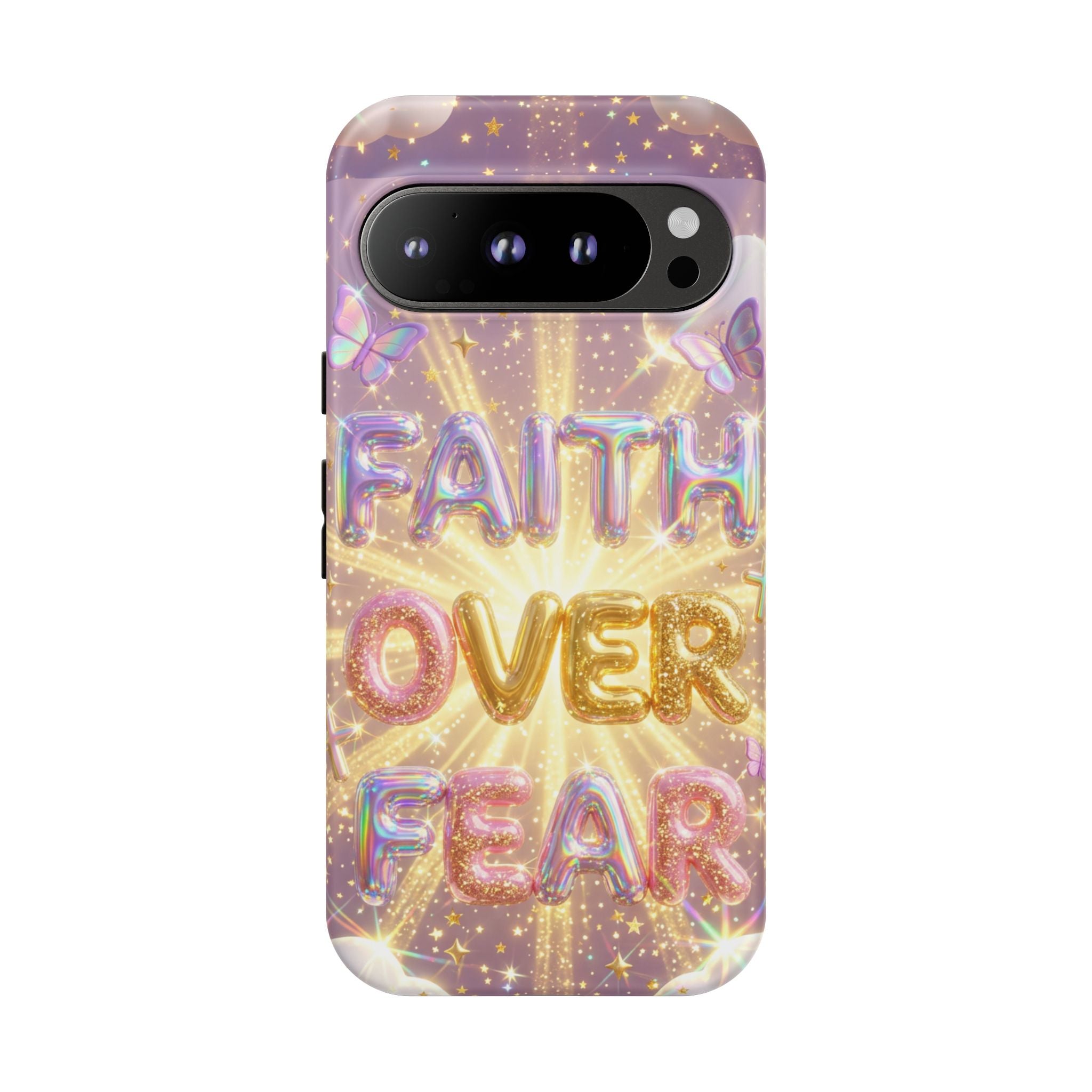 Faith Over Fear Glitter Phone Case — Inspirational Protective iPhone Cover