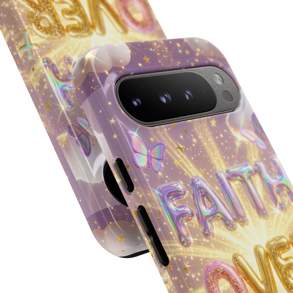 Faith Over Fear Glitter Phone Case — Inspirational Protective iPhone Cover