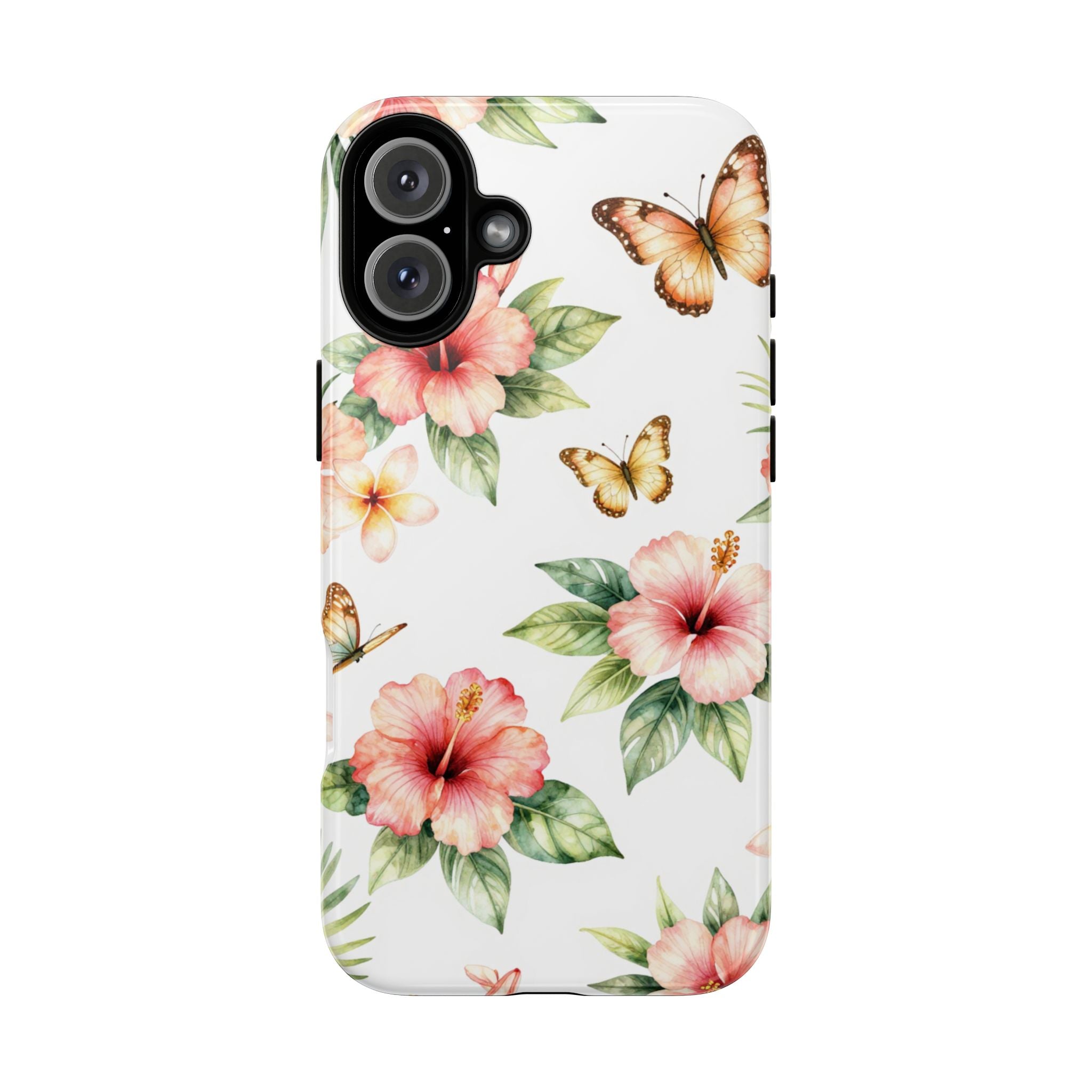 Floral Butterflies Tough Phone Case – Tropical Hibiscus Protective Cover