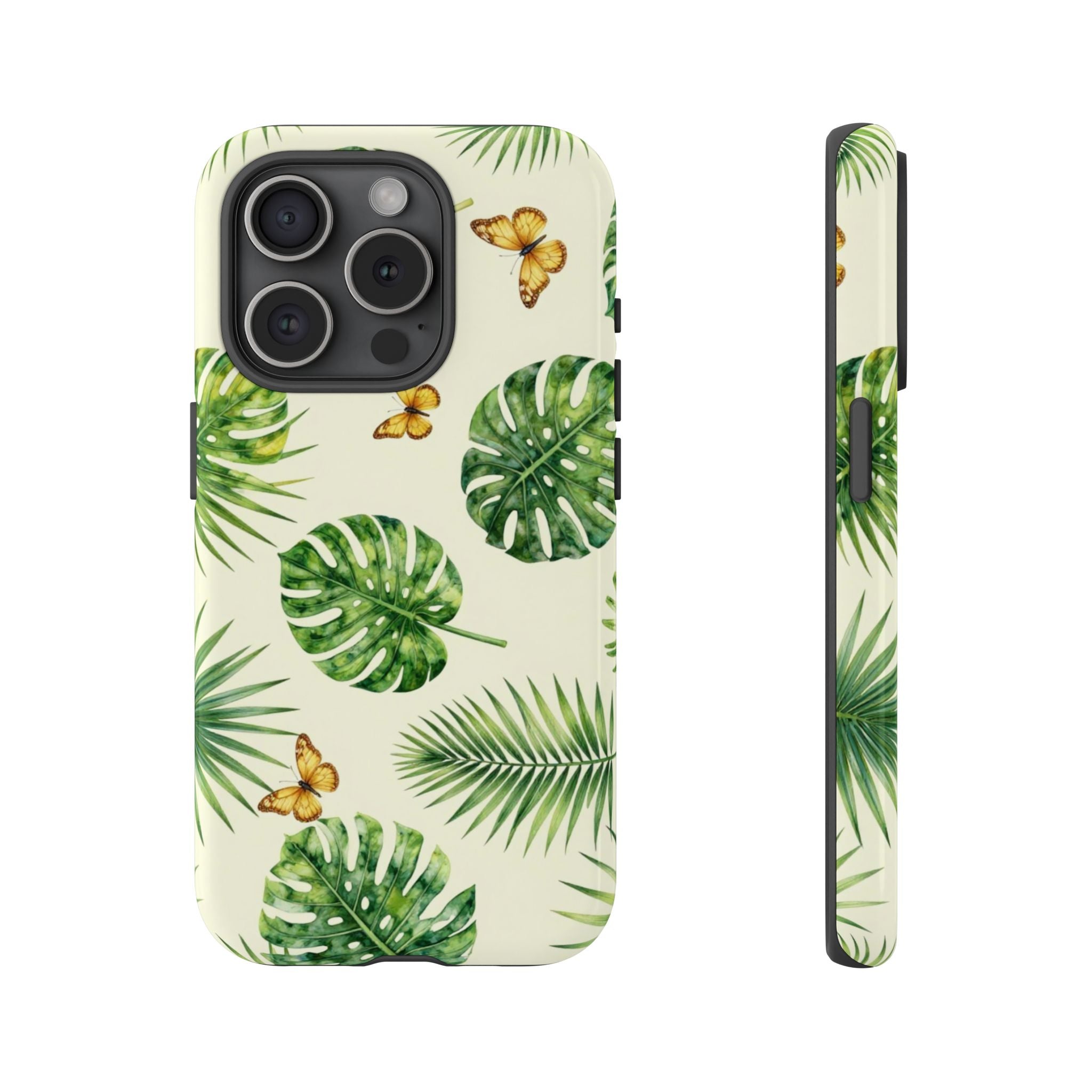 Green Monstera & Palm Leaves with Butterflies Case