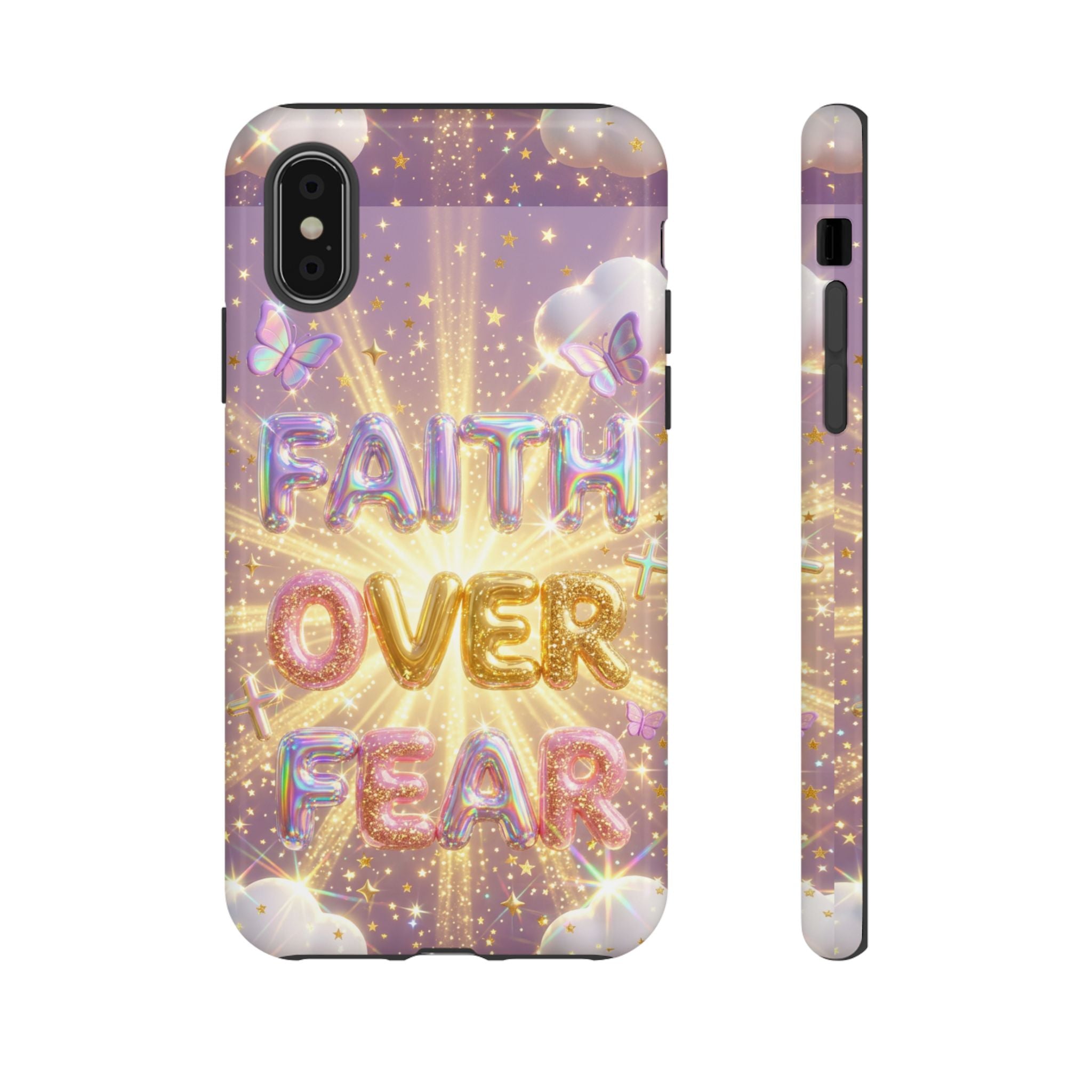 Faith Over Fear Glitter Phone Case — Inspirational Protective iPhone Cover