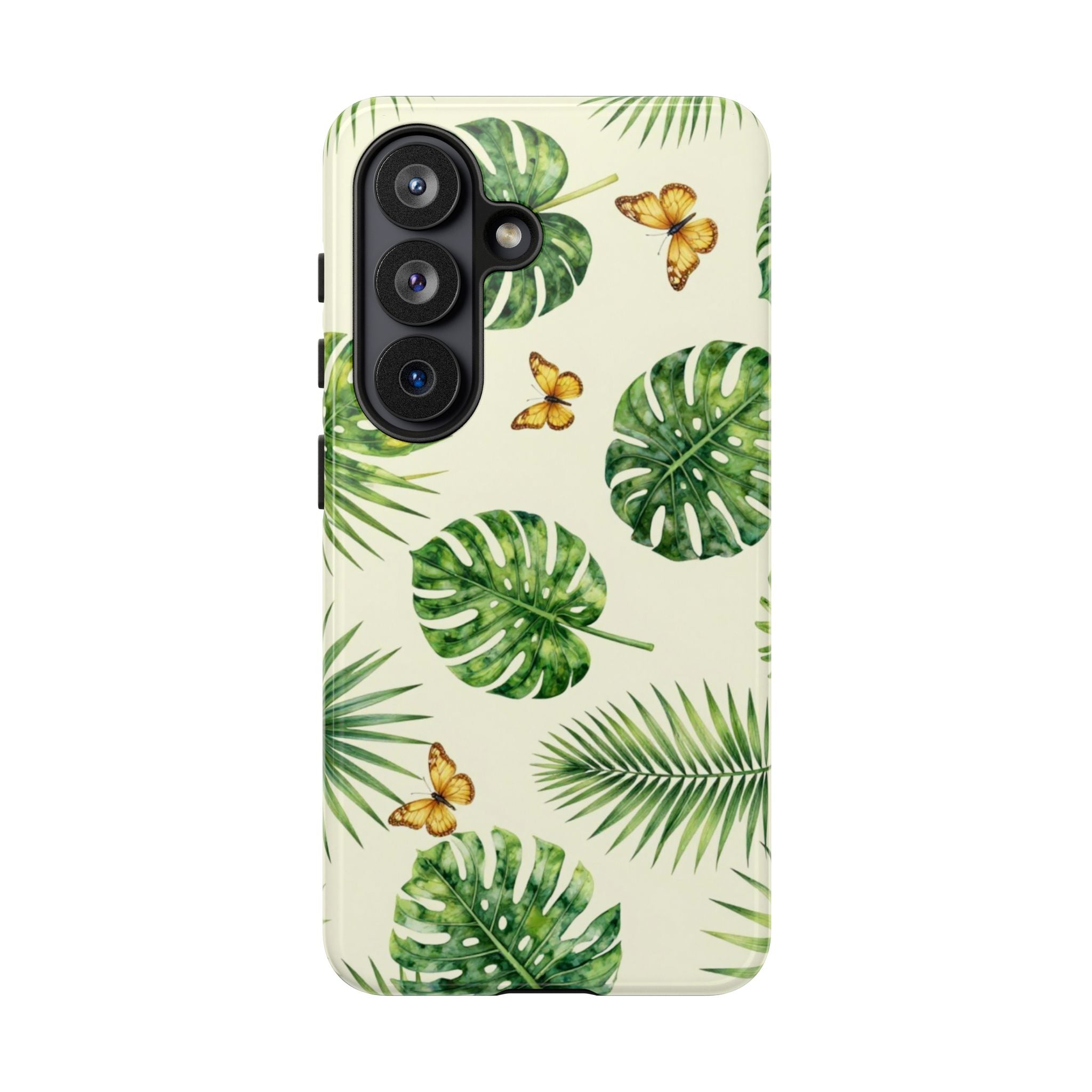 Green Monstera & Palm Leaves with Butterflies Case